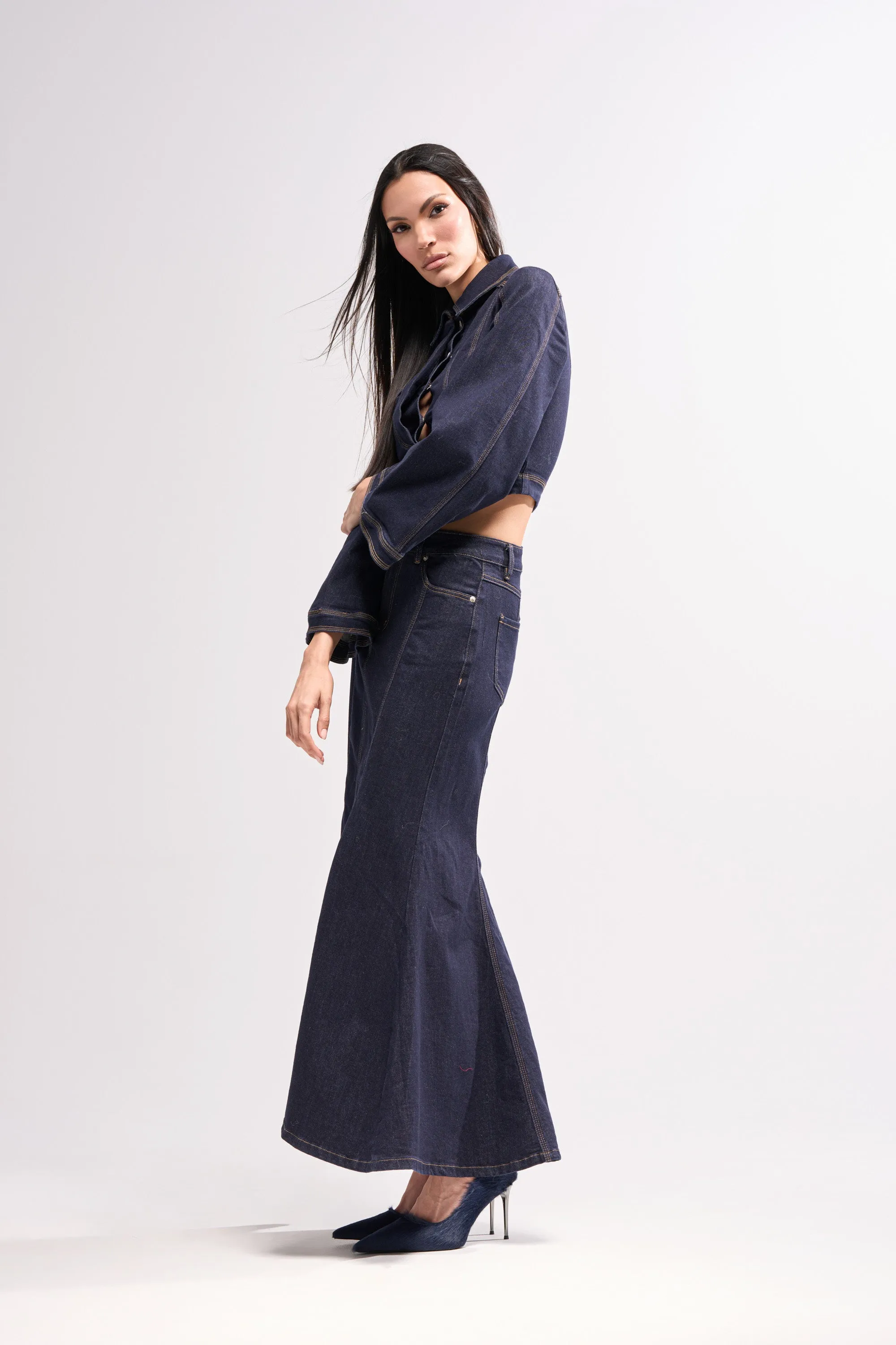 SHES GONE , DANCE ON DENIM BUTTON DOWN sold by AKIRA product image thumbnail 4