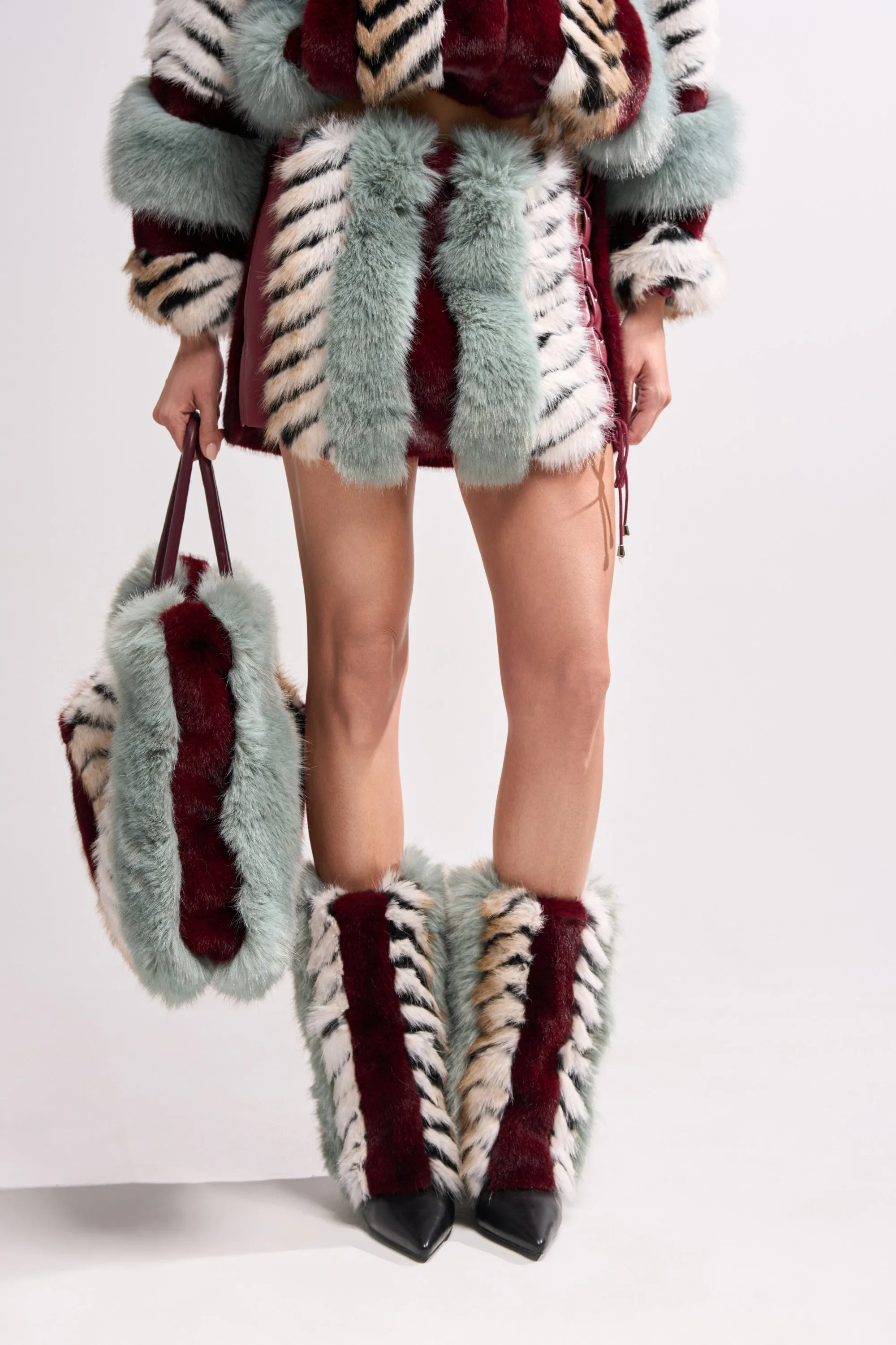 HAVE IT ALL PANELED FUR SKIRT sold by AKIRA product image thumbnail 3