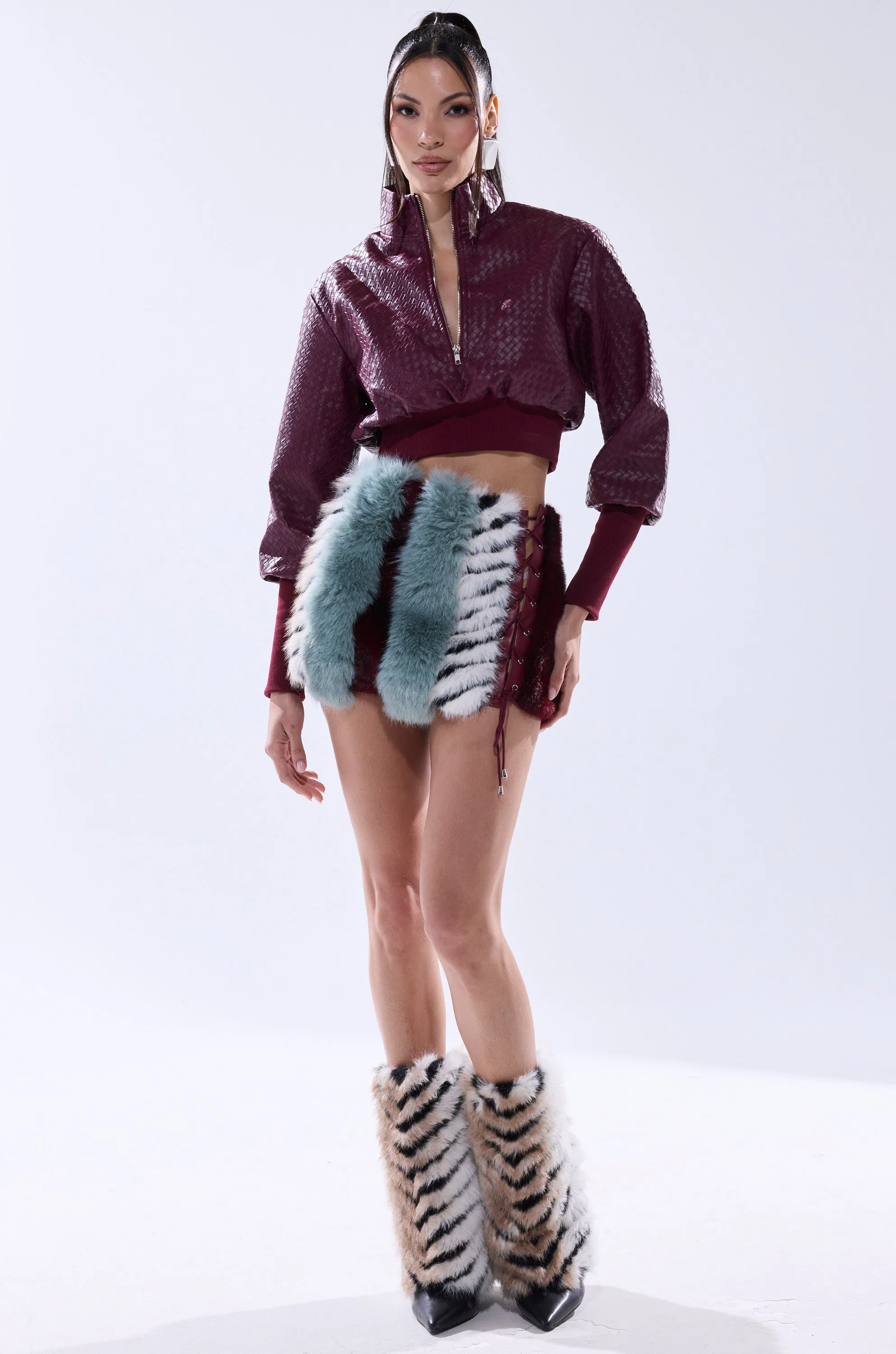 HAVE IT ALL PANELED FUR SKIRT sold by AKIRA product image thumbnail 4