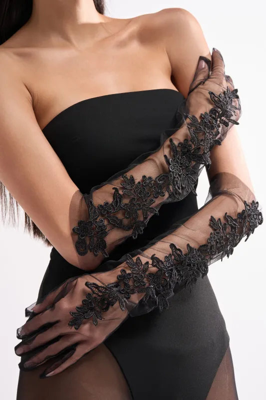 FLORA MESH GLOVE IN BLACK sold by AKIRA