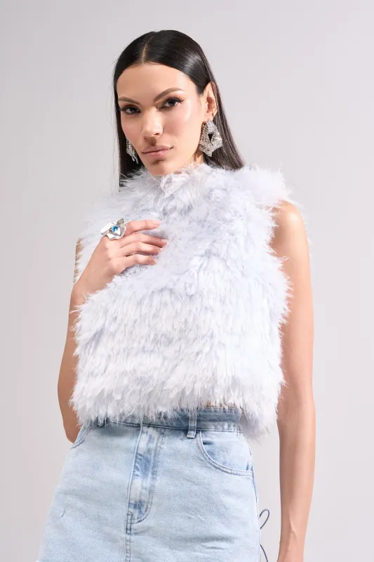 ICY OPEN BACK FUR TOP sold by AKIRA
