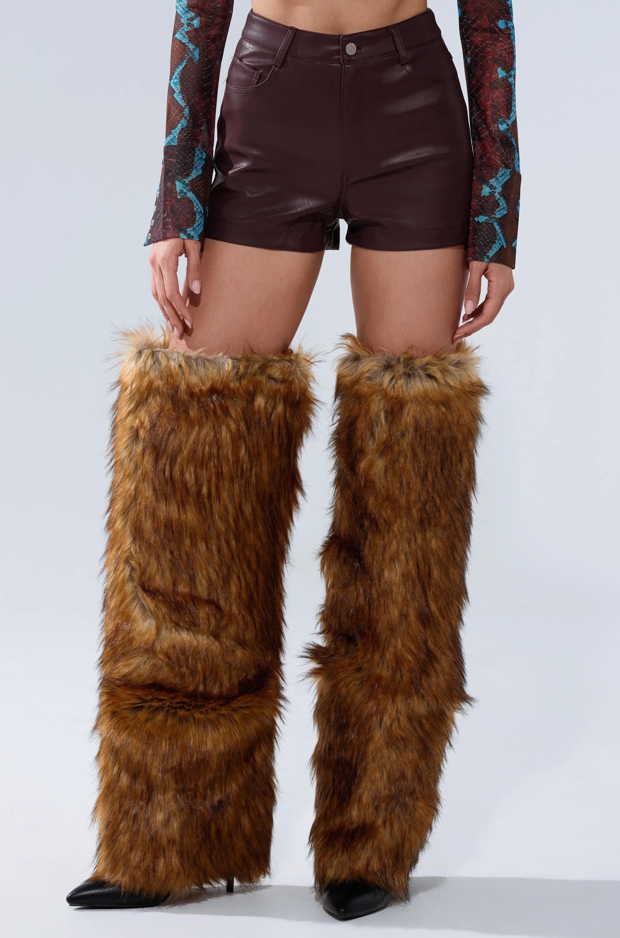 CALLIE FAUX LEATHER SHORT IN BURGUNDY sold by AKIRA product image thumbnail 4