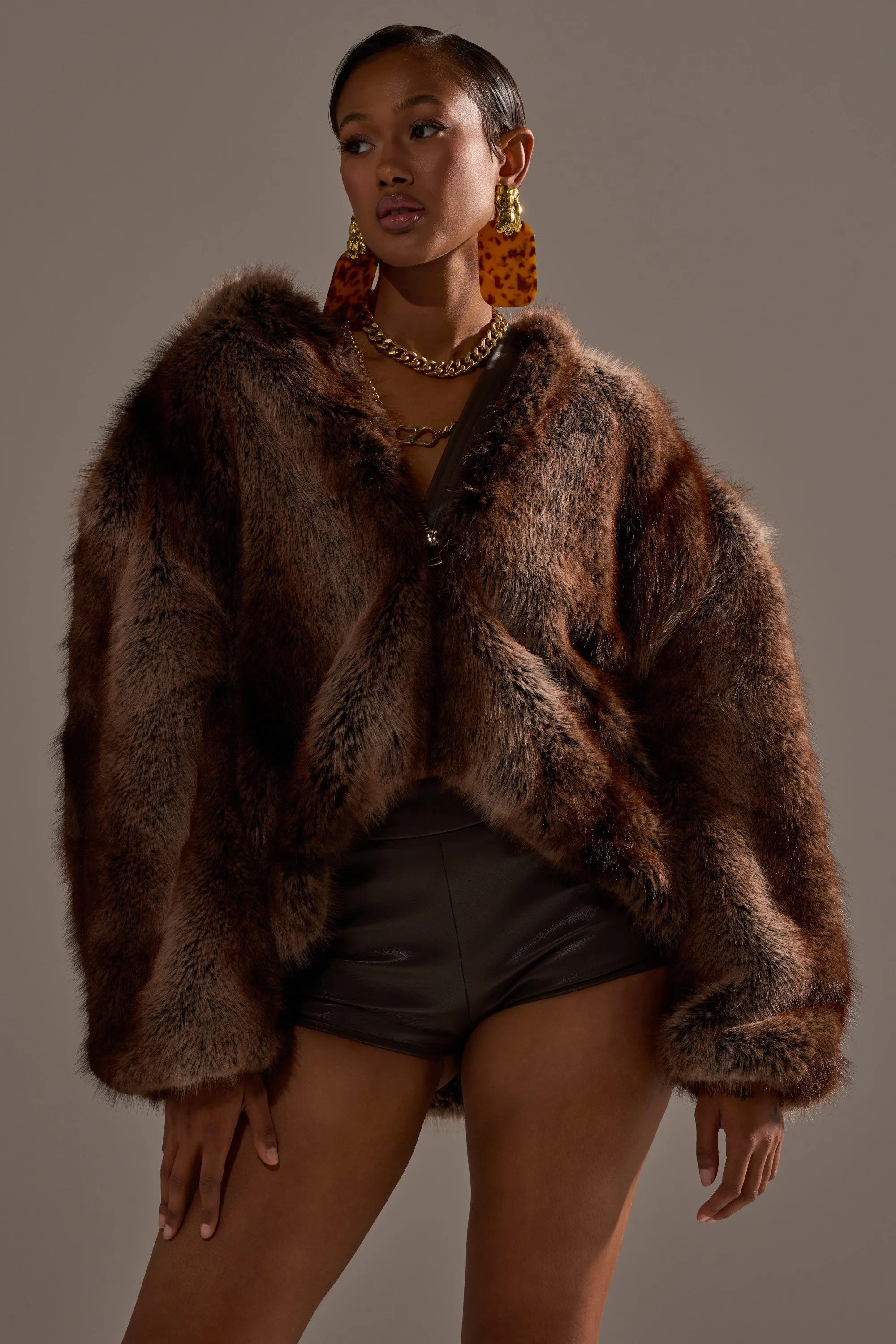 NATURAL INSTINCTS HOODED FUR BOMBER sold by AKIRA product image thumbnail 2