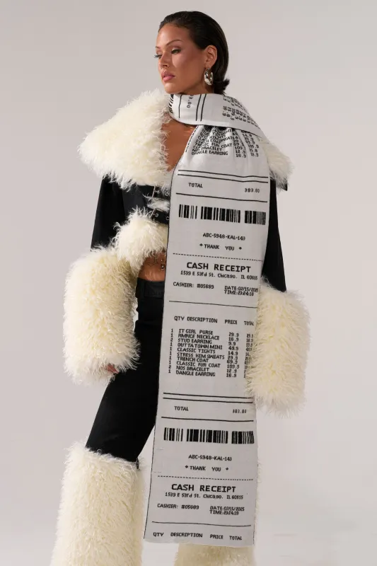 CHECK THE RECEIPT SCARF sold by AKIRA