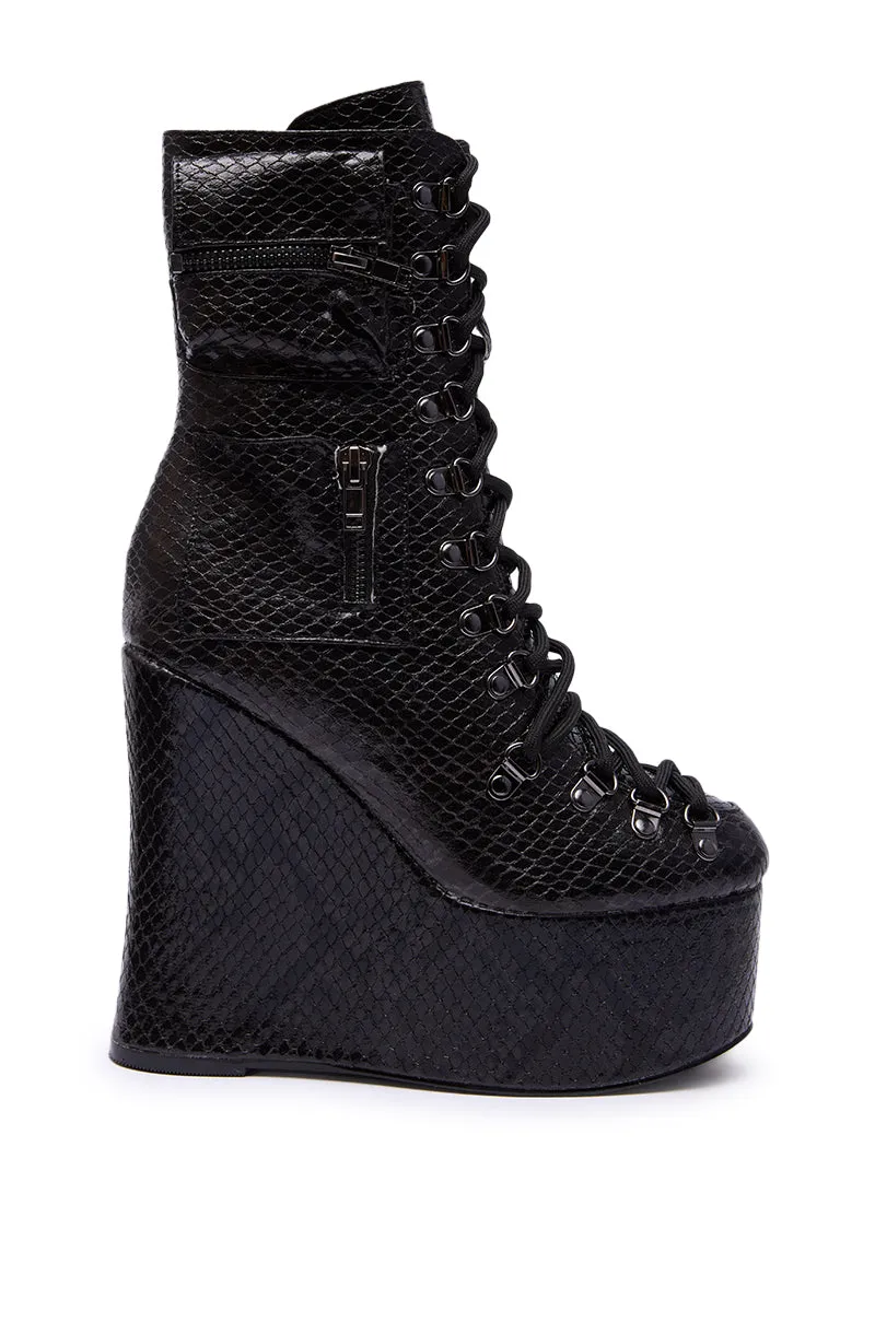 AZALEA WANG KAPULE BLACK SNAKE PLATFORM BOOTIE sold by AKIRA product image thumbnail 4