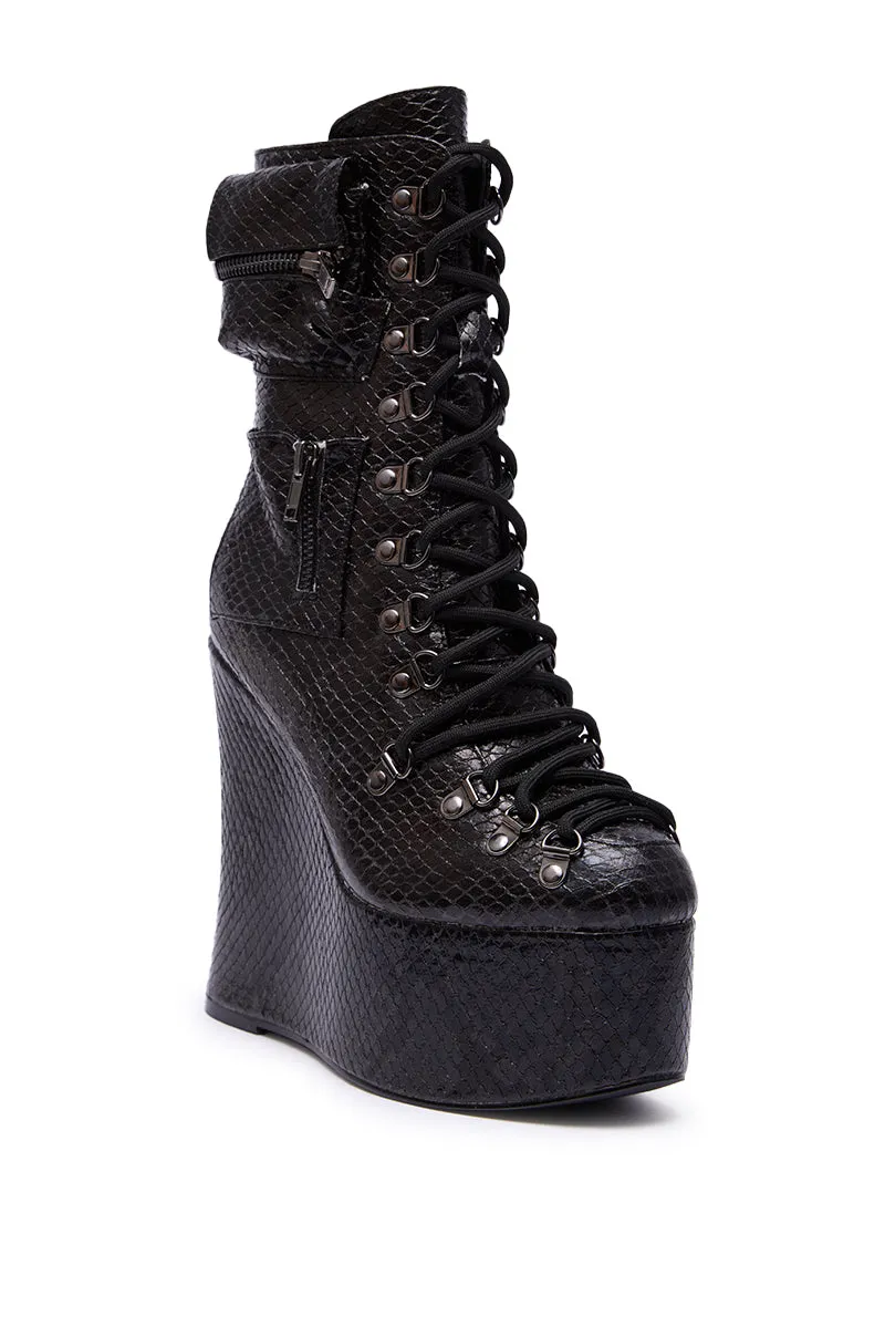 AZALEA WANG KAPULE BLACK SNAKE PLATFORM BOOTIE sold by AKIRA product image thumbnail 5