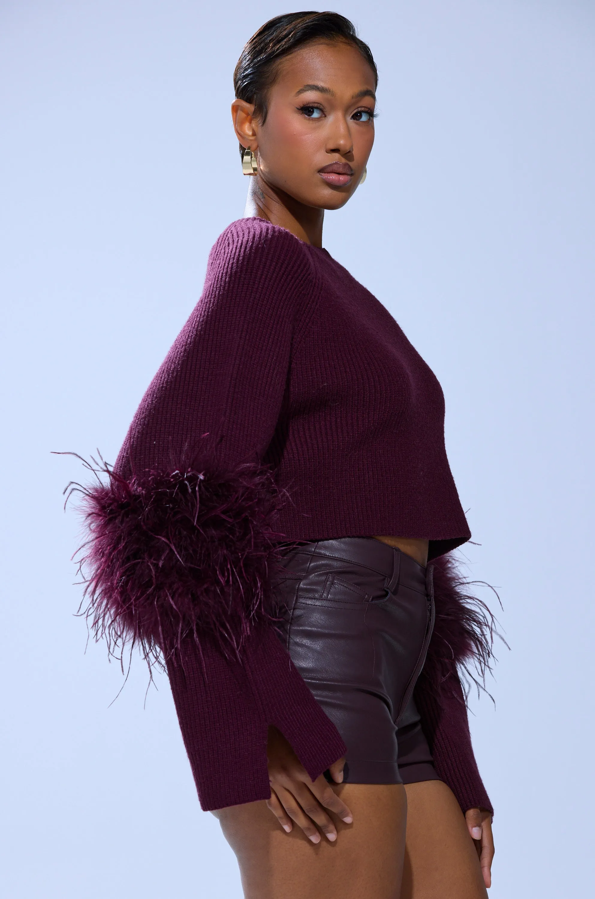MILLY FEATHER TRIM SWEATER sold by AKIRA product image thumbnail 3
