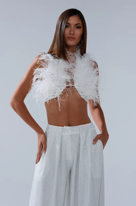 SHAKE IT FOR ME GIRL FEATHER BRALETTE sold by AKIRA