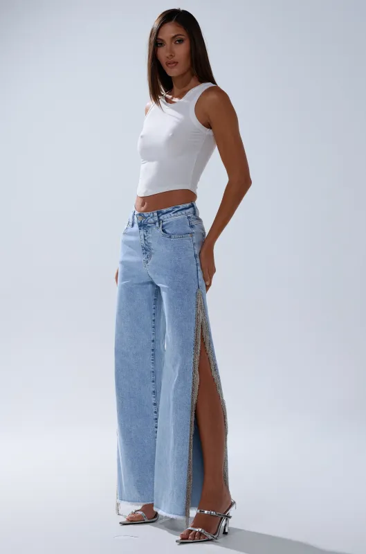 ESSENTIAL RELAXED FIT BLING DENIM JEANS sold by AKIRA