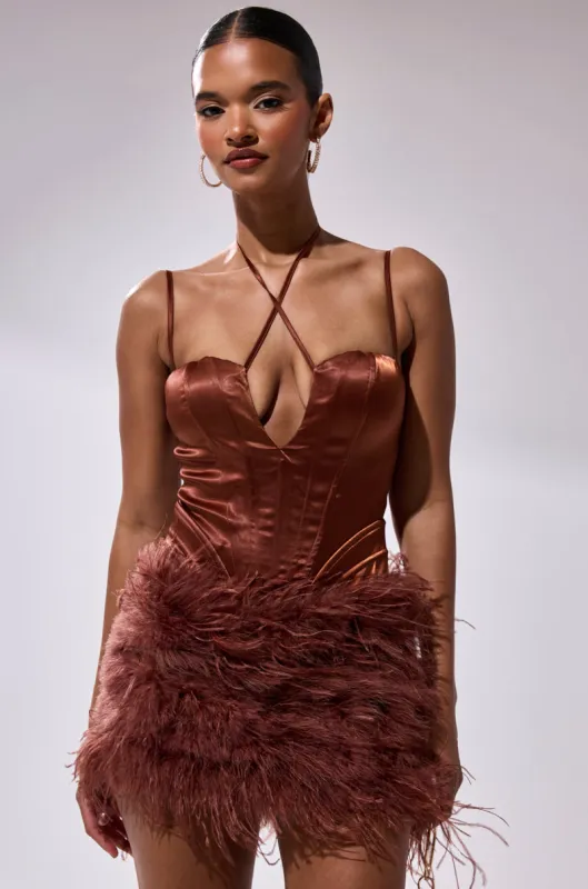 SOMETHIN EXTRA FEATHER MINI DRESS sold by AKIRA