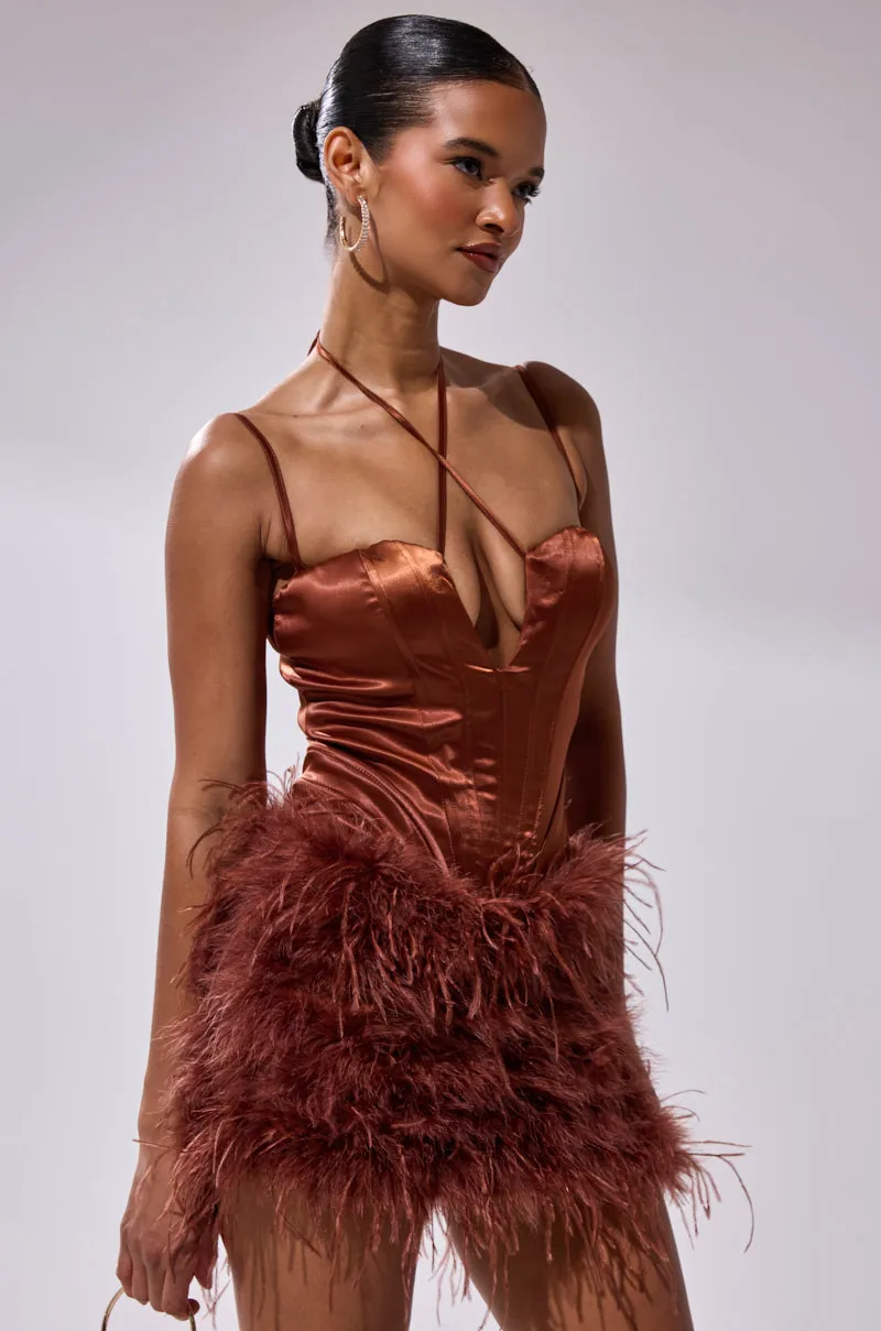 SOMETHIN EXTRA FEATHER MINI DRESS sold by AKIRA product image thumbnail 4