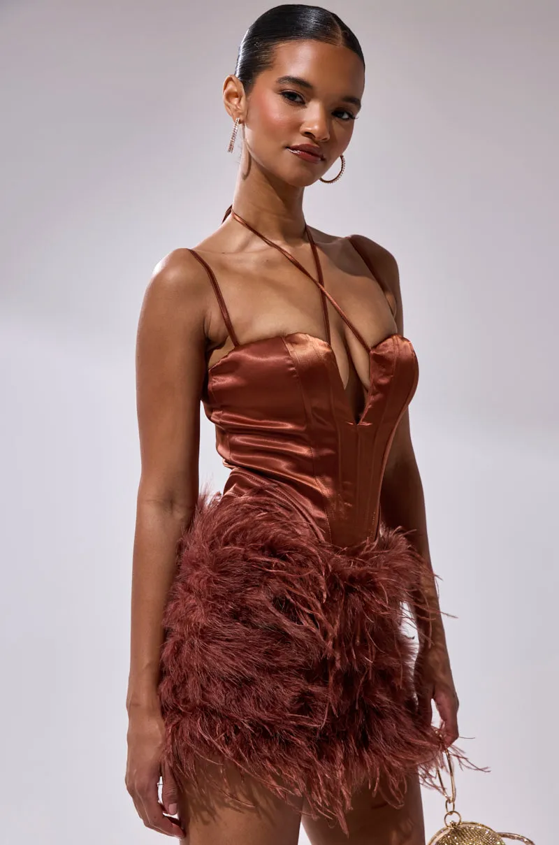 SOMETHIN EXTRA FEATHER MINI DRESS sold by AKIRA product image thumbnail 3