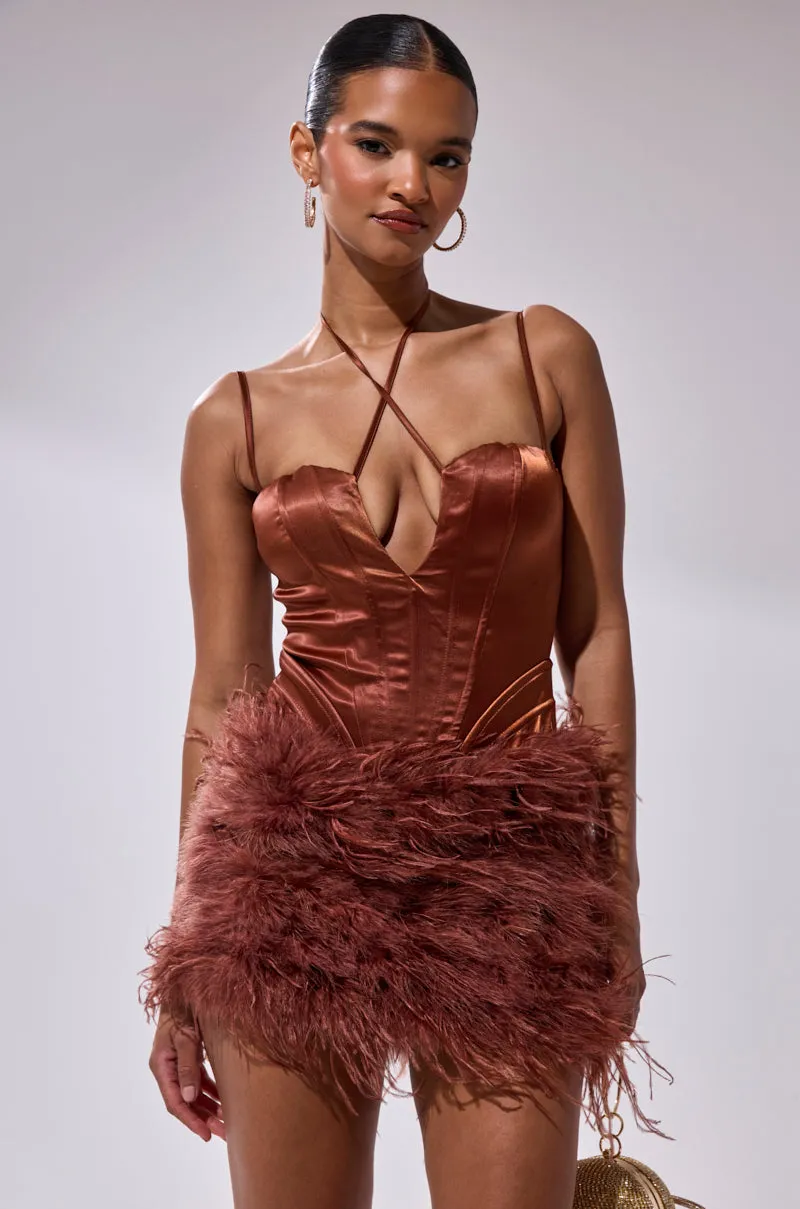 SOMETHIN EXTRA FEATHER MINI DRESS sold by AKIRA product image thumbnail 2