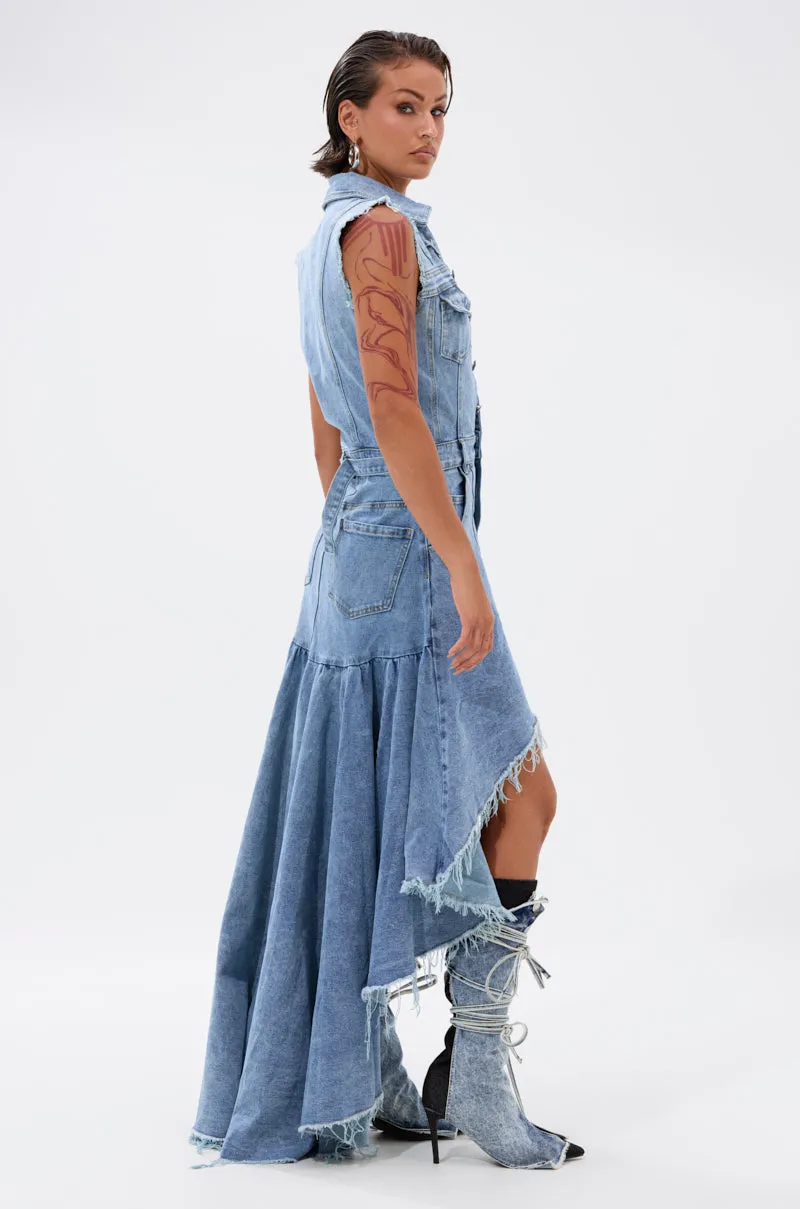 READ IT AND WEEP DENIM MINI DRESS sold by AKIRA product image thumbnail 2