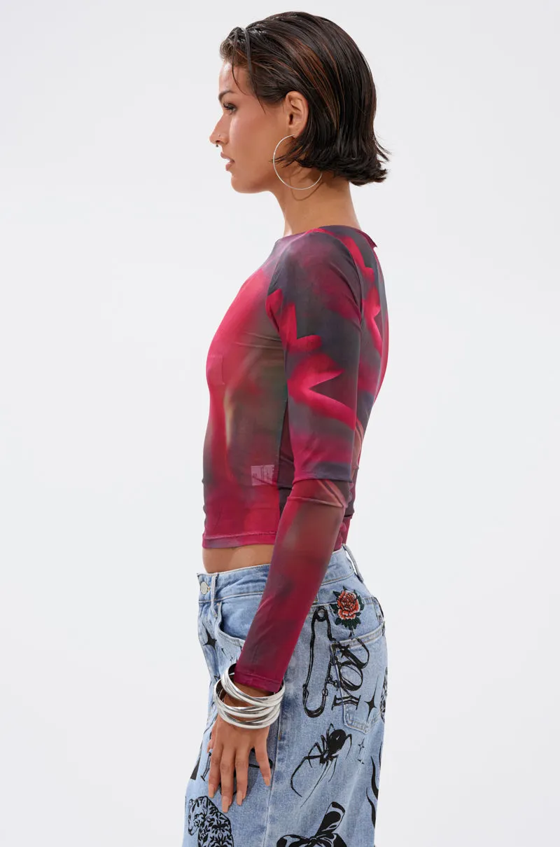 AURA LONG SLEEVE MESH TOP sold by AKIRA product image thumbnail 3