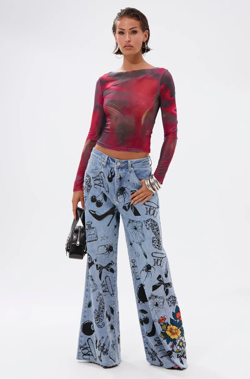 AURA LONG SLEEVE MESH TOP sold by AKIRA product image thumbnail 5