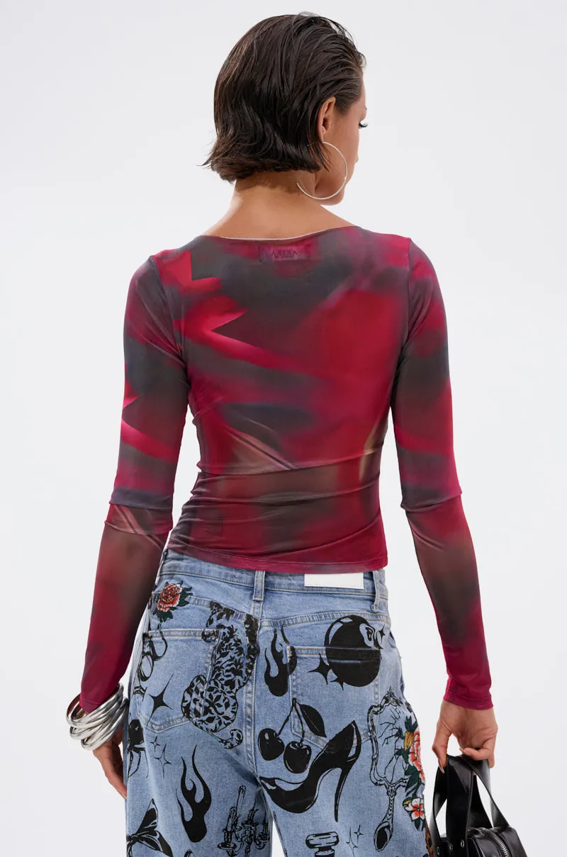 AURA LONG SLEEVE MESH TOP sold by AKIRA product image thumbnail 4