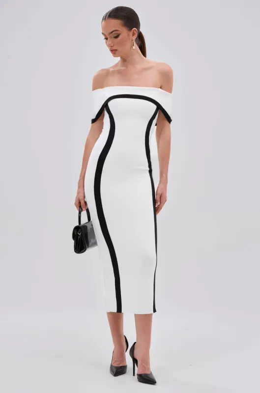 SLEEK AND CHIC BANDAGE MIDI DRESS sold by AKIRA