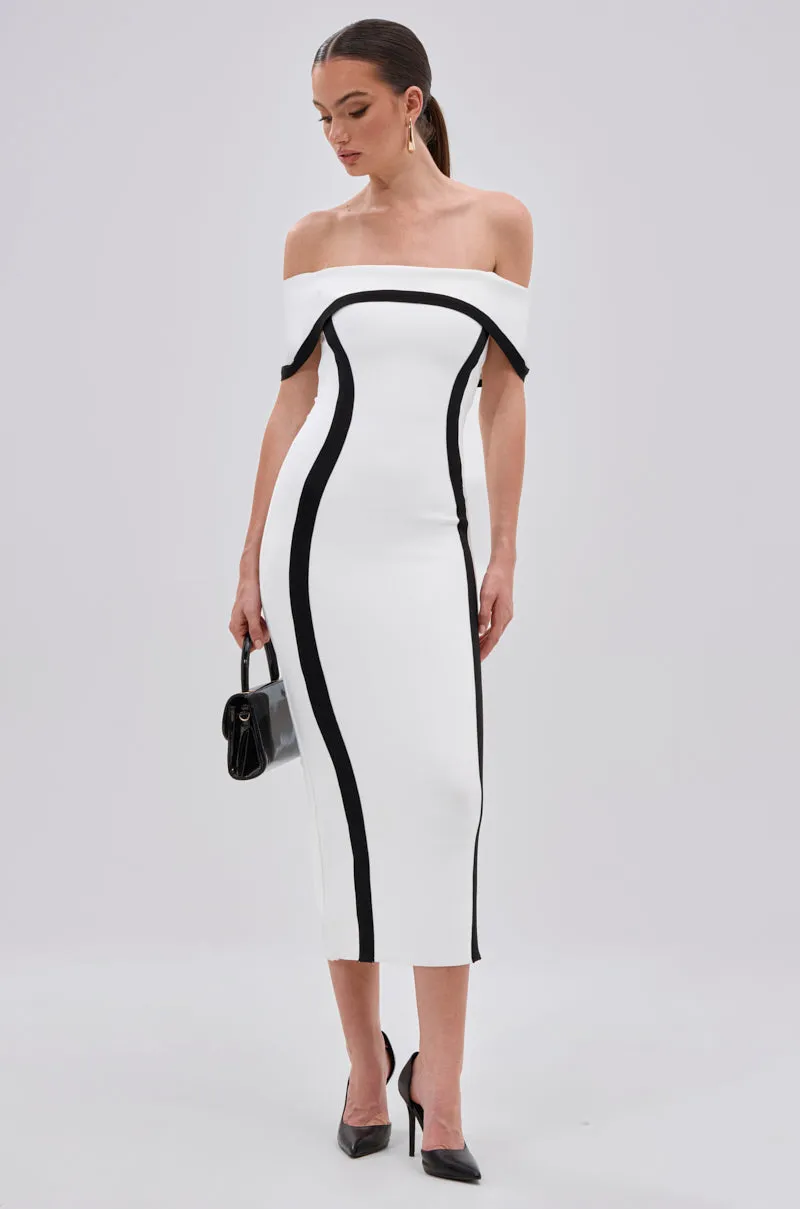 SLEEK AND CHIC BANDAGE MIDI DRESS sold by AKIRA