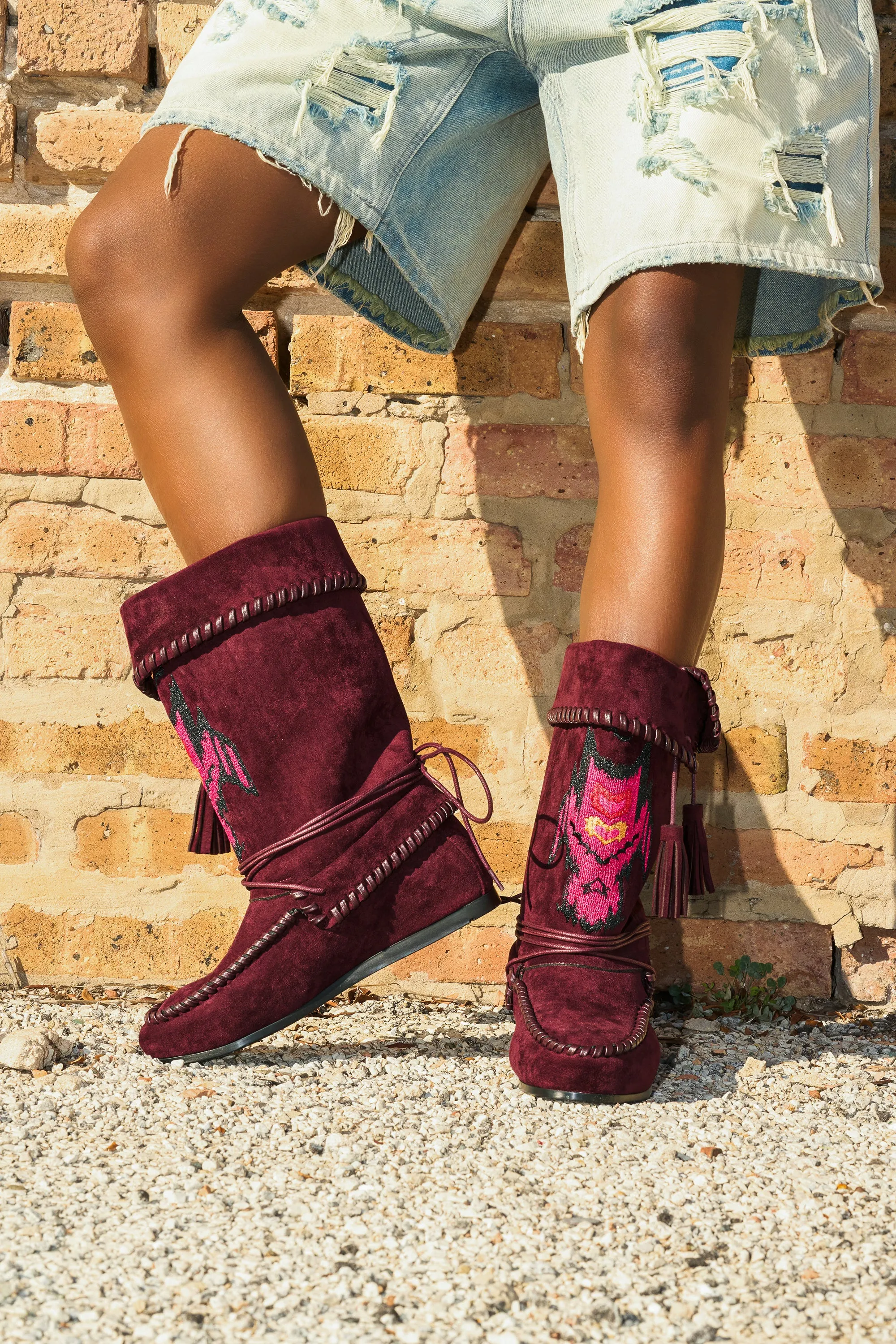 AZALEA WANG WERET PLUM FLAT BOOTIE sold by AKIRA