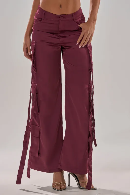 TAKE ME EVERYWHERE SATIN CARGO PANT sold by AKIRA