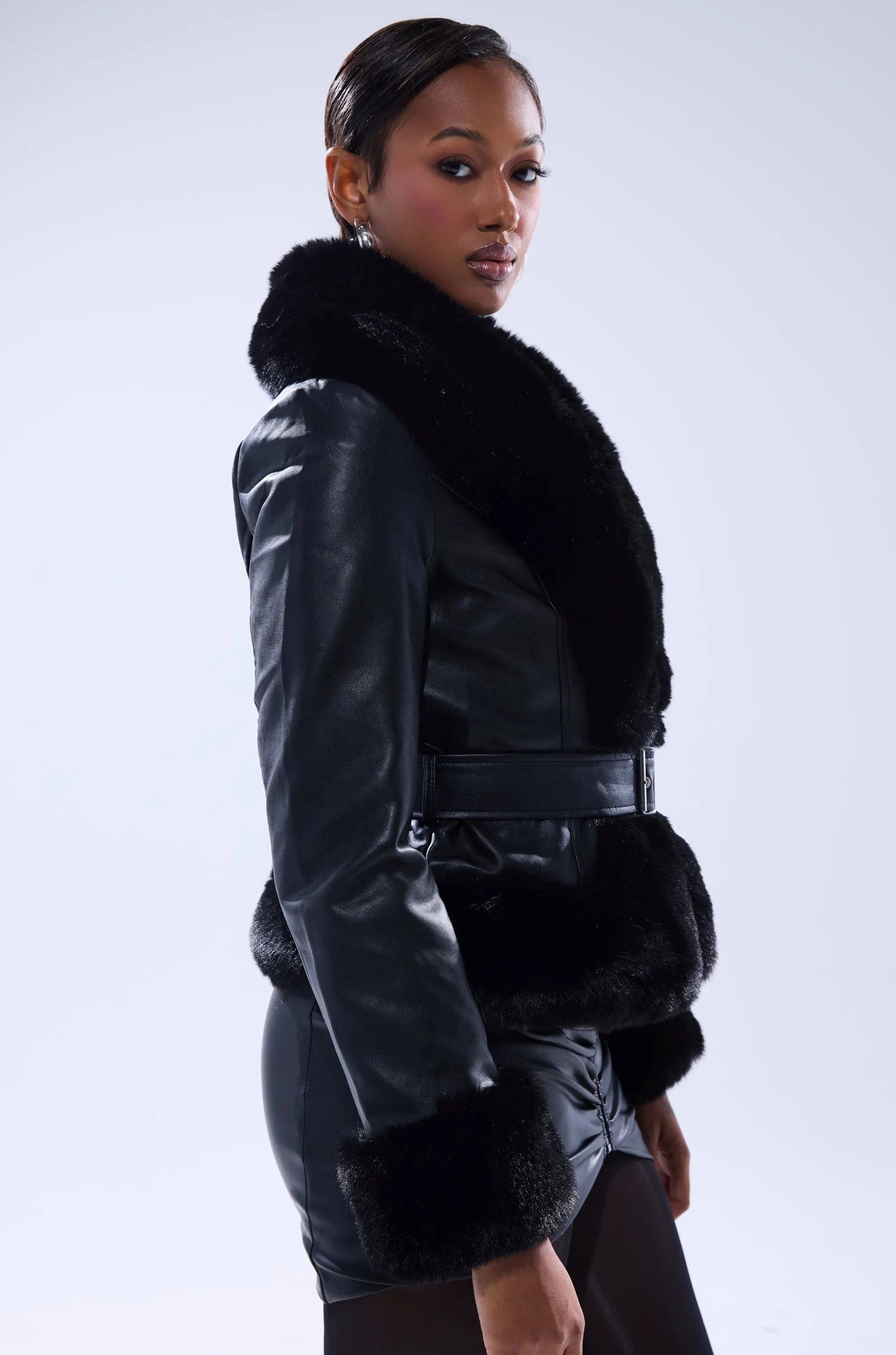 KYLA FUR TRIM MOTO sold by AKIRA product image thumbnail 3