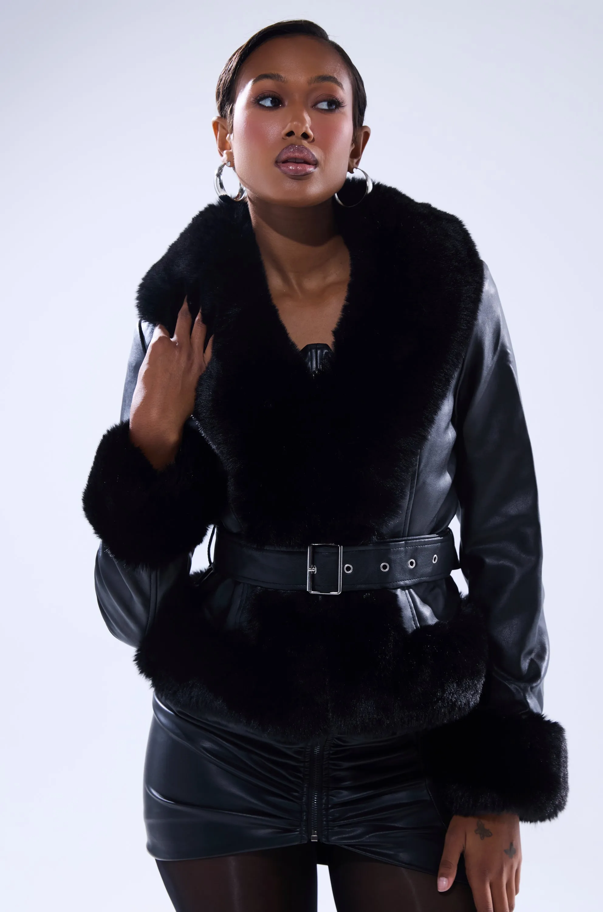 KYLA FUR TRIM MOTO sold by AKIRA product image thumbnail 2