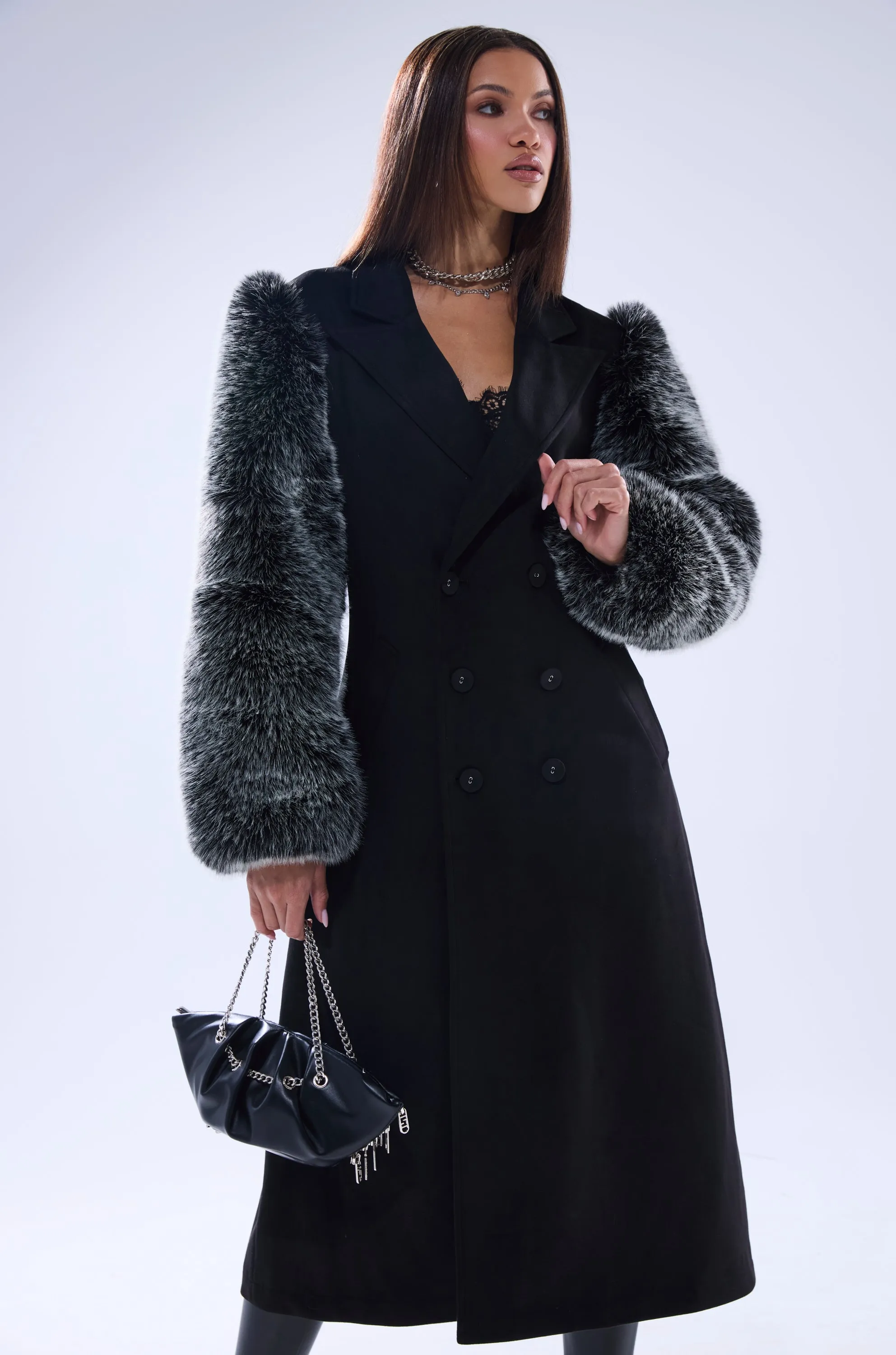 NOLITA FUR SLEEVE TRENCH sold by AKIRA