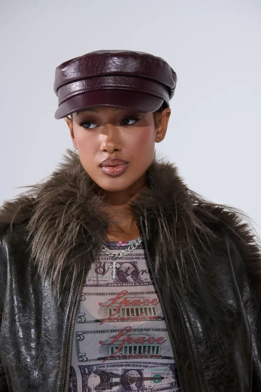 HERE FOR IT PU BRIM HAT sold by AKIRA