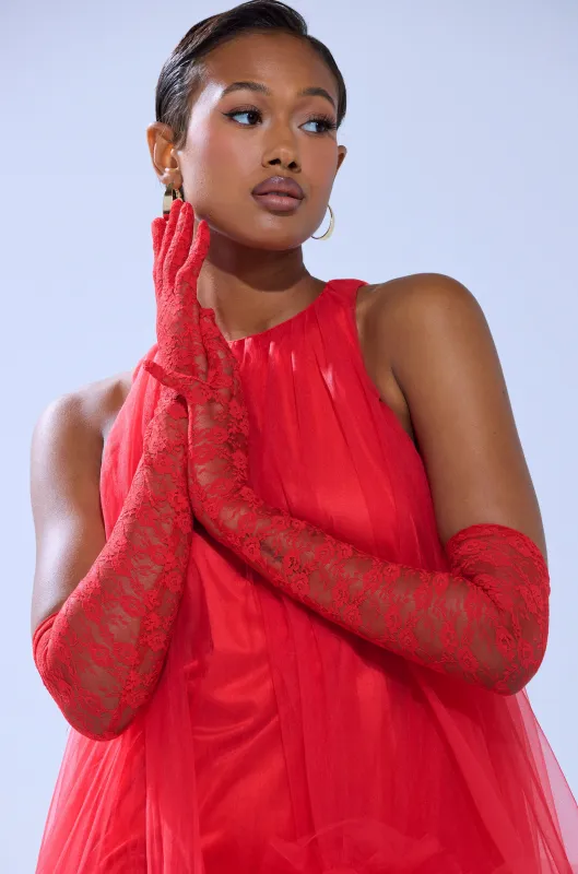 BOLD AND BRIGHT LACE GLOVES sold by AKIRA