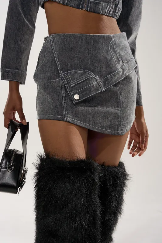 ALL FOR LOVE VELVET DENIM MINI SKIRT sold by AKIRA