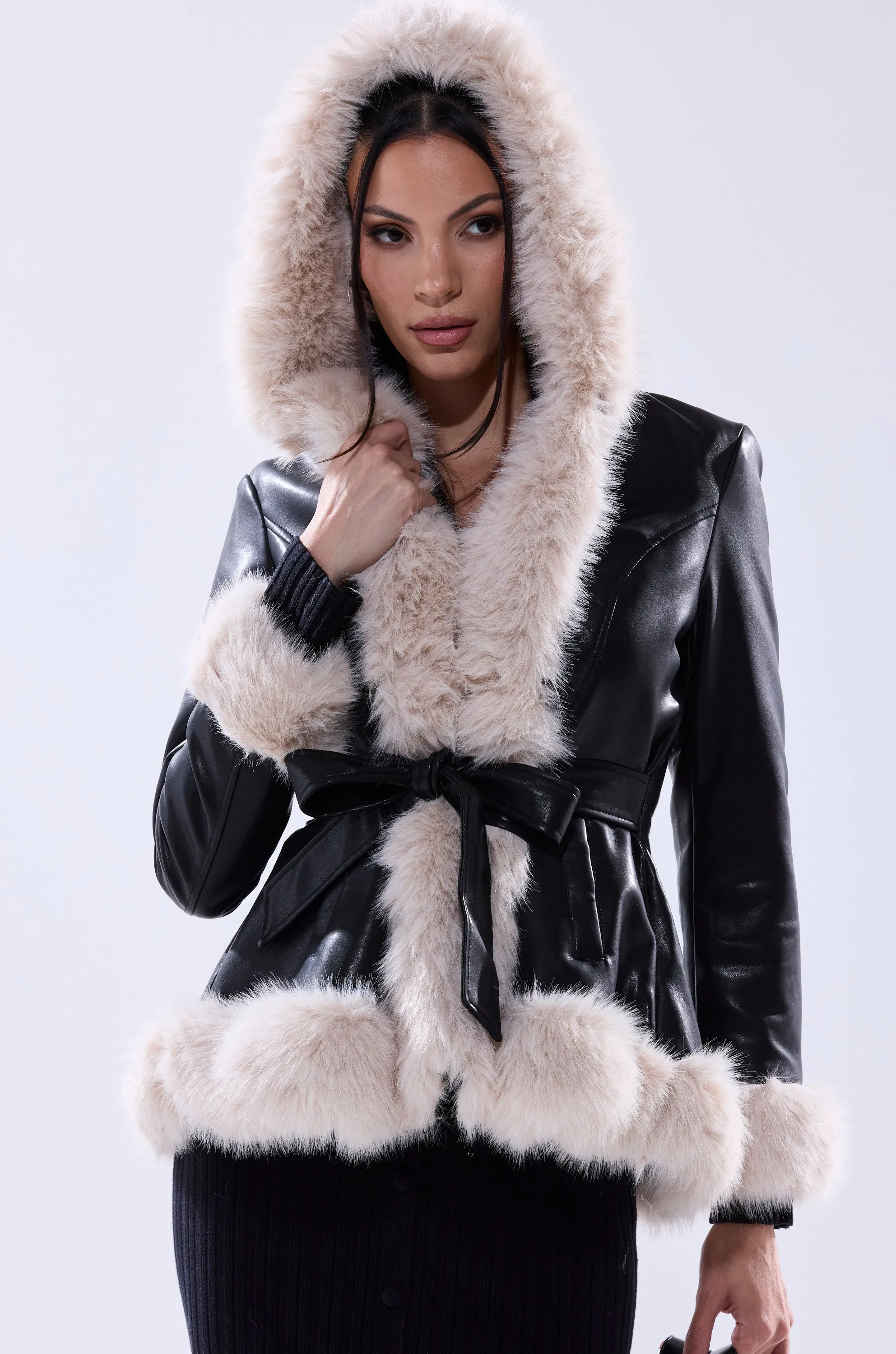 HOODED KENZY FUR TRIM MOTO sold by AKIRA