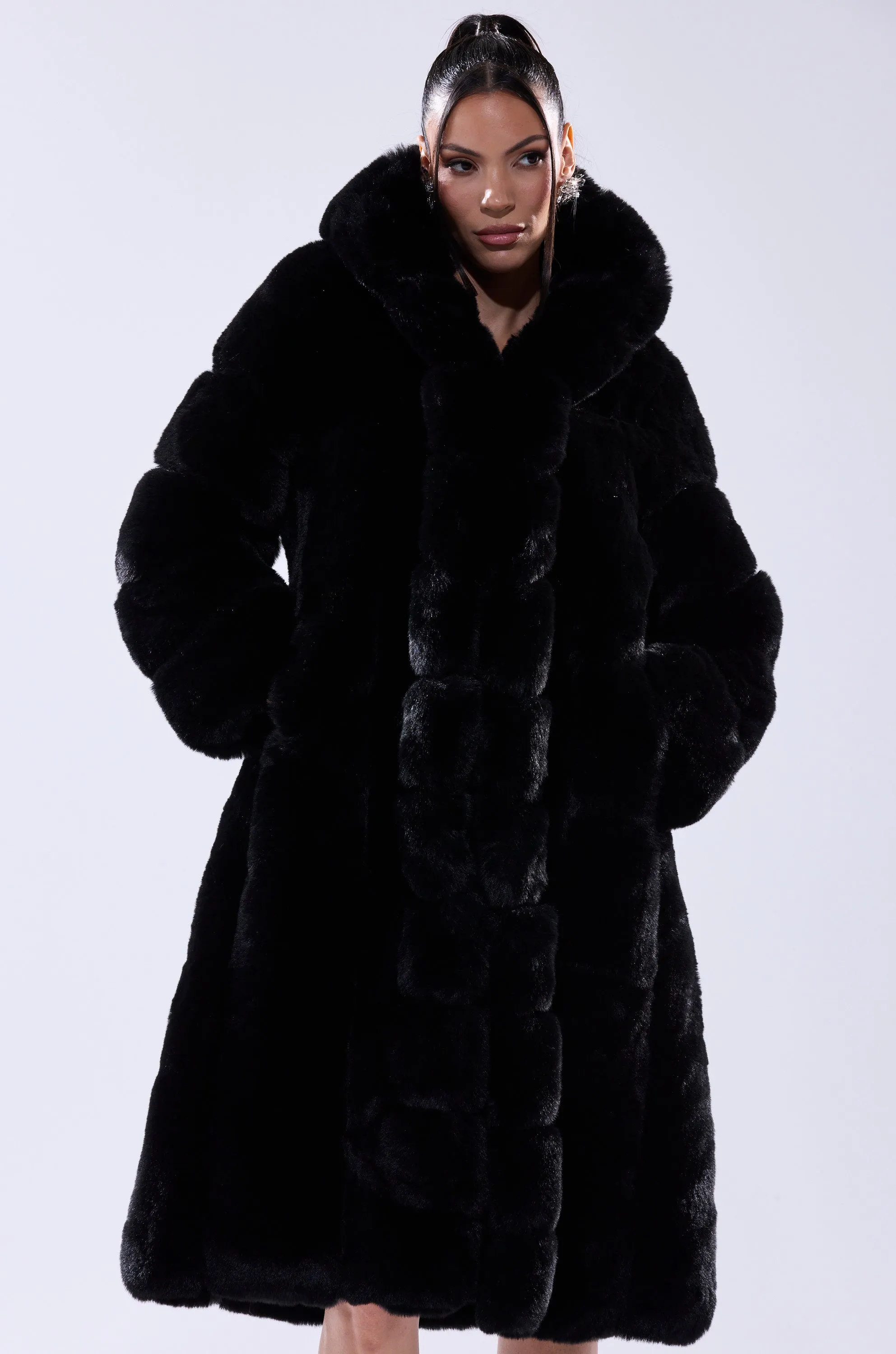 BERLIN HOODED FAUX FUR IN BLACK sold by AKIRA product image thumbnail 2