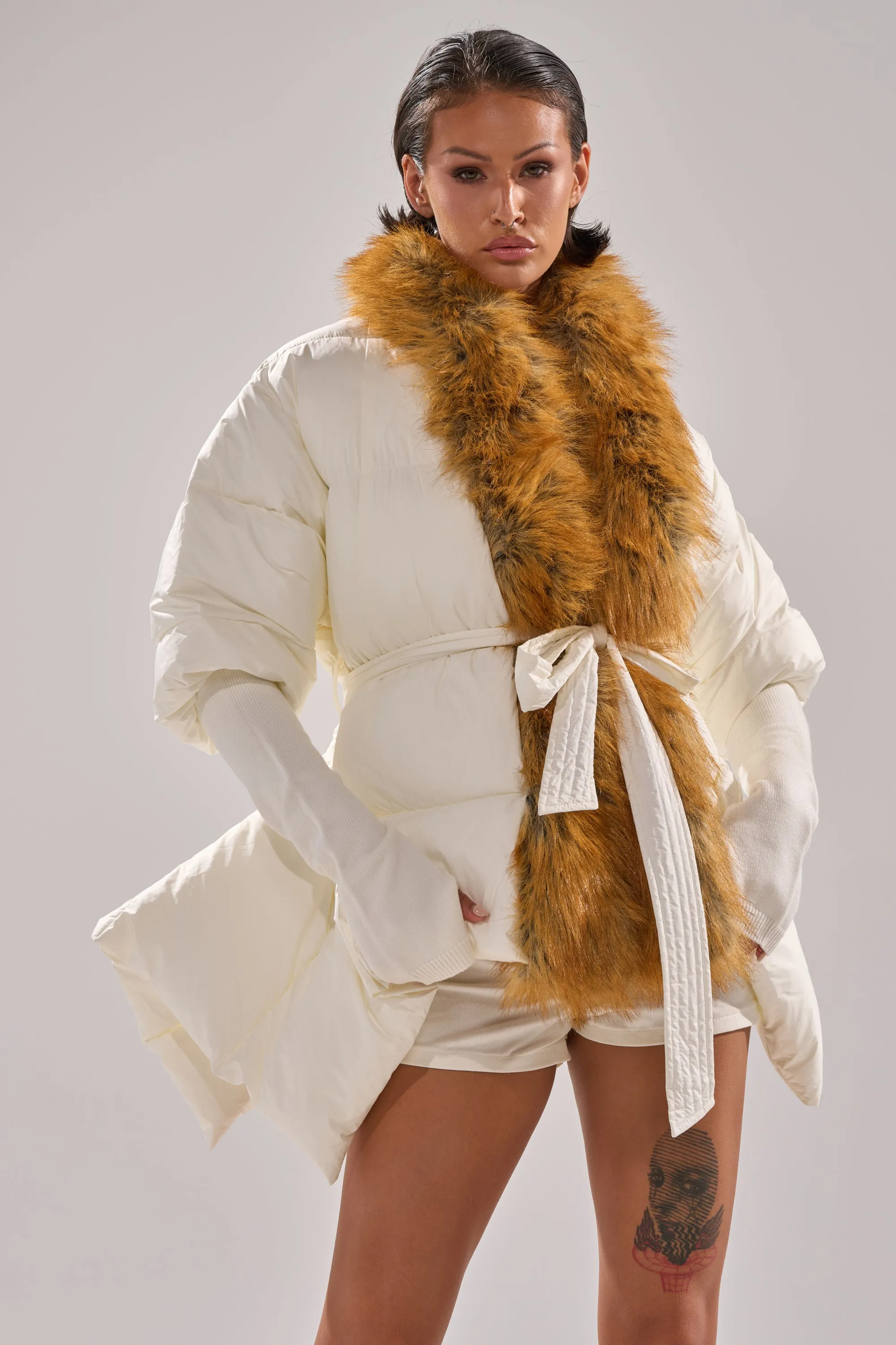 TALK TO ME NICE FUR TRIM PUFFER sold by AKIRA product image thumbnail 4
