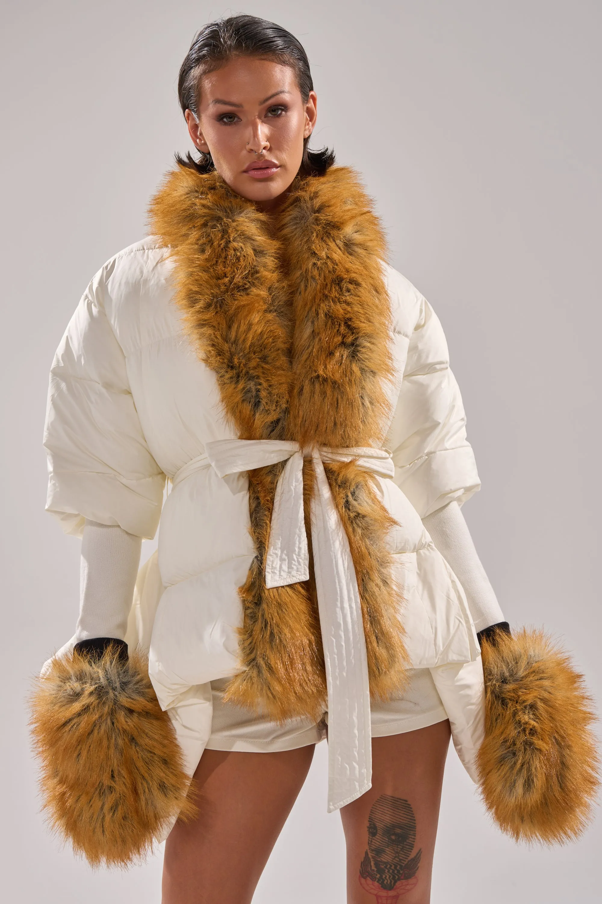 TALK TO ME NICE FUR TRIM PUFFER sold by AKIRA product image thumbnail 5