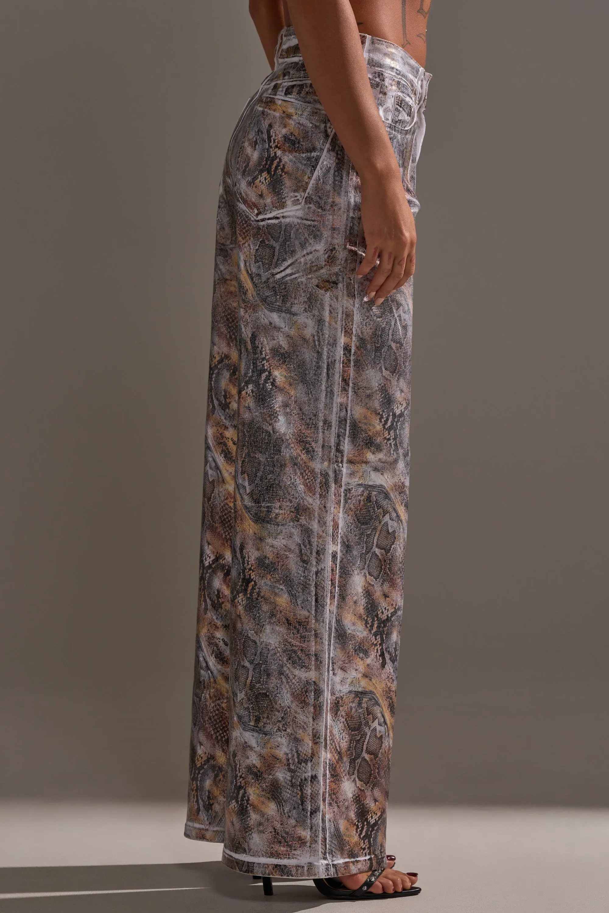 ADDICTED TO YOU METALLIC SNAKE WIDE LEG DENIM sold by AKIRA product image thumbnail 3