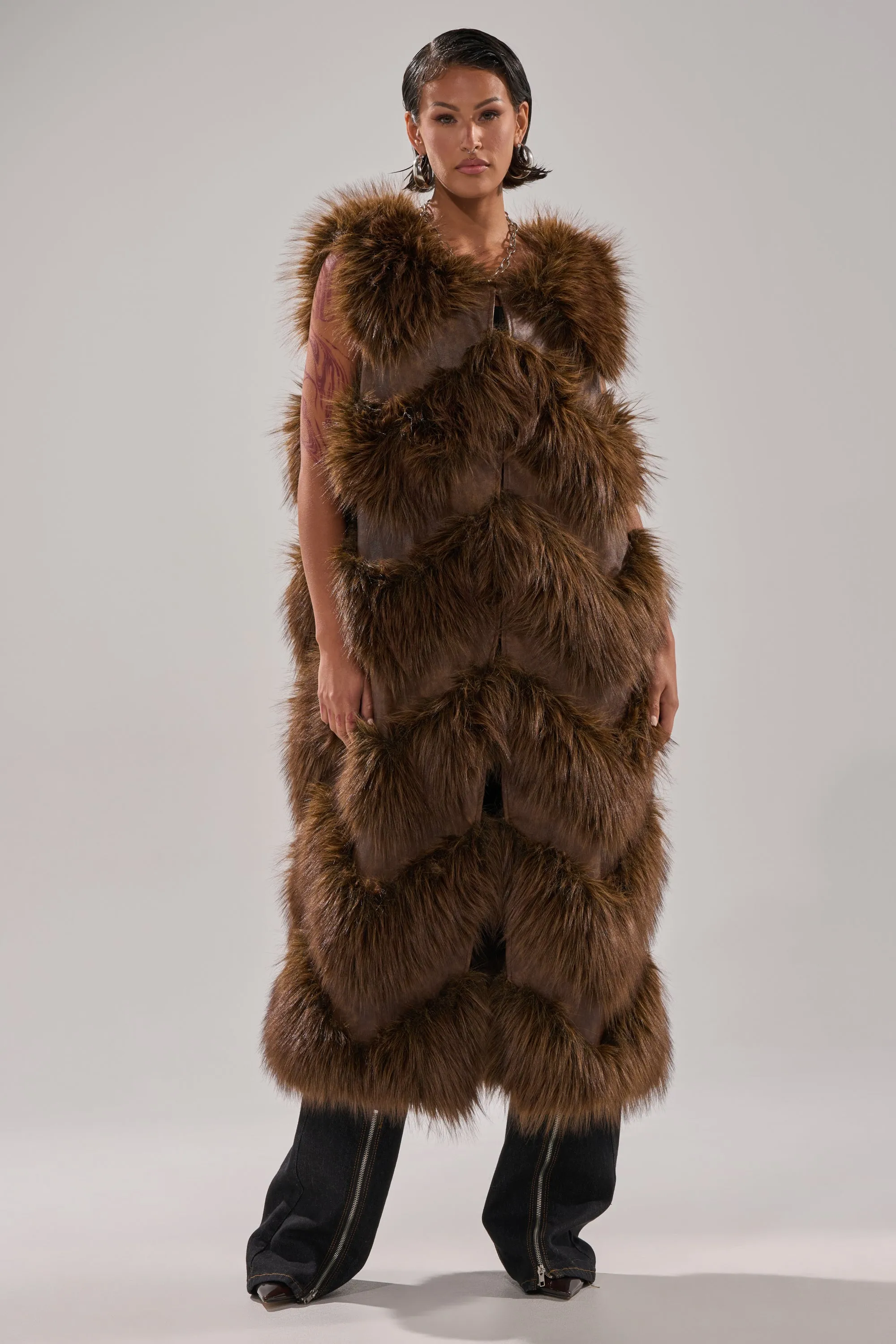 CAN'T BE BOTHERED PANELED FUR VEST sold by AKIRA product image thumbnail 5