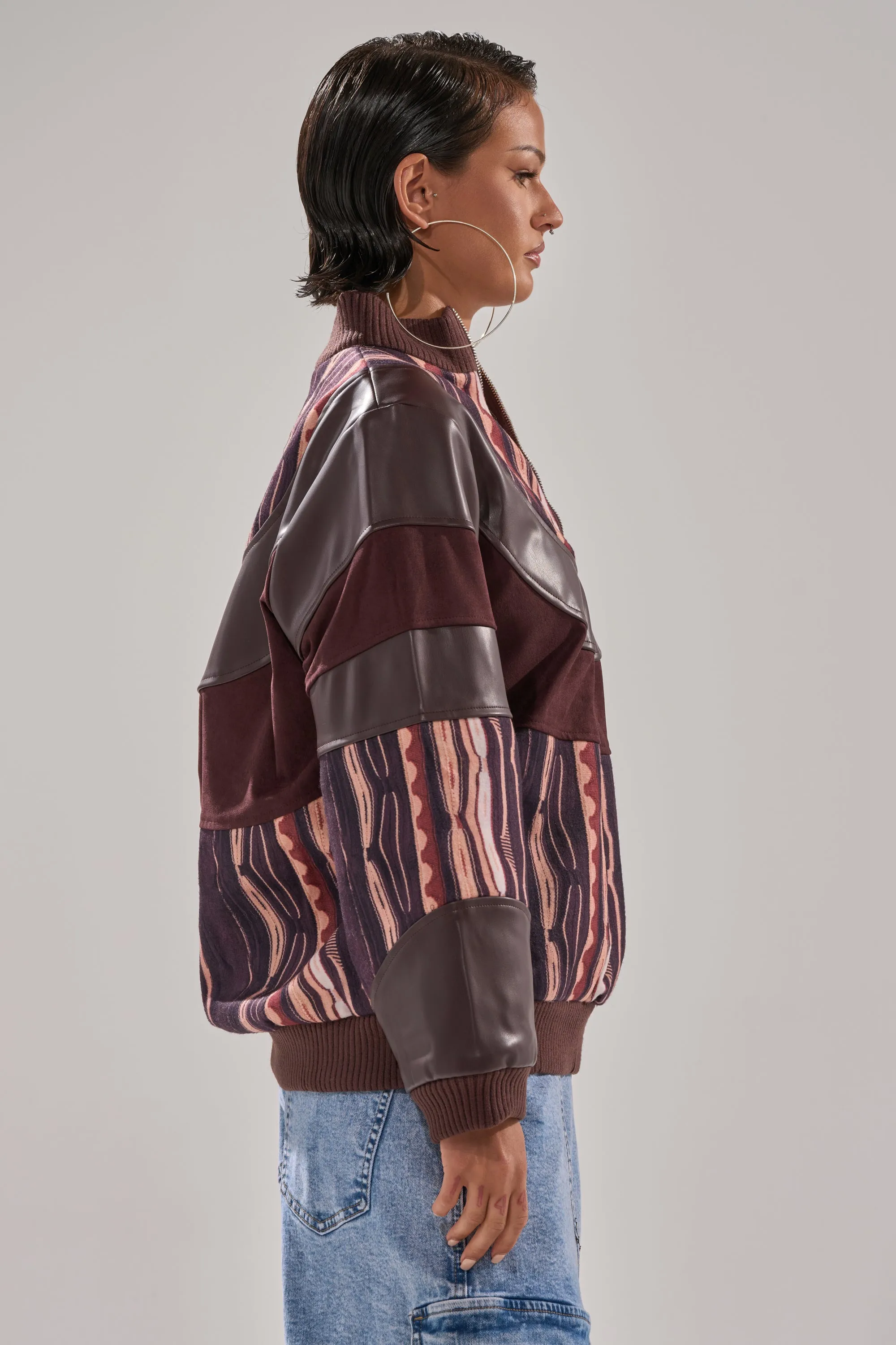 CRAZY IN LOVE FAUX LEATHER SWEATSHIRT sold by AKIRA product image thumbnail 4