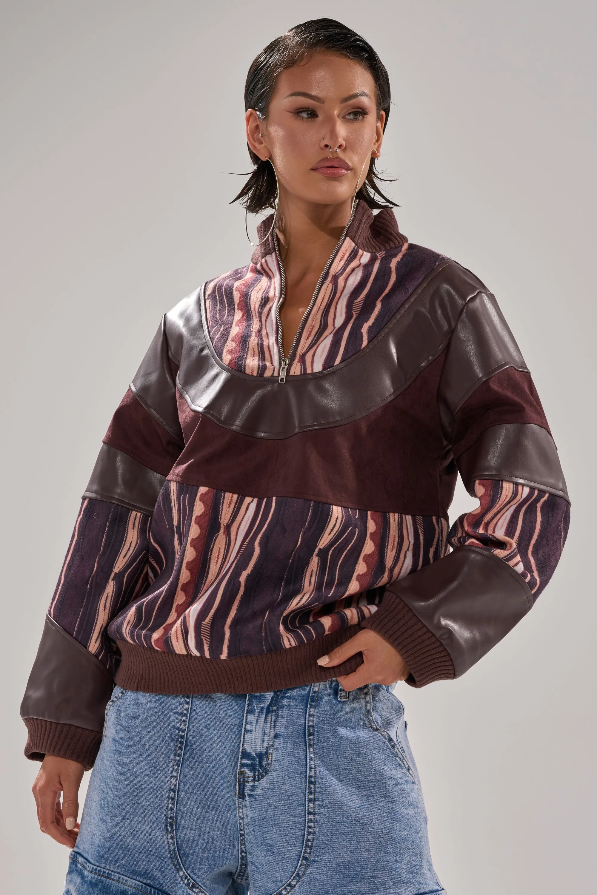 CRAZY IN LOVE FAUX LEATHER SWEATSHIRT sold by AKIRA product image thumbnail 2