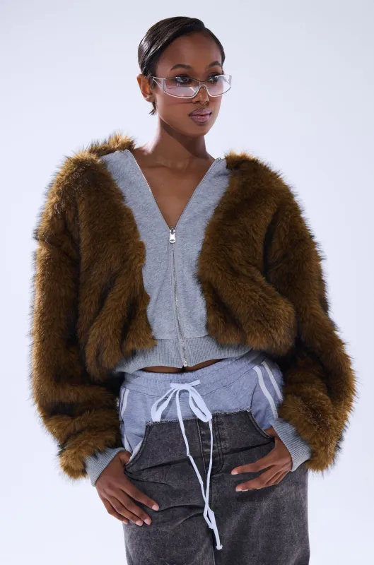 BEST OF BOTH WORLDS REVERSIBLE FUR SWEATSHIRT sold by AKIRA