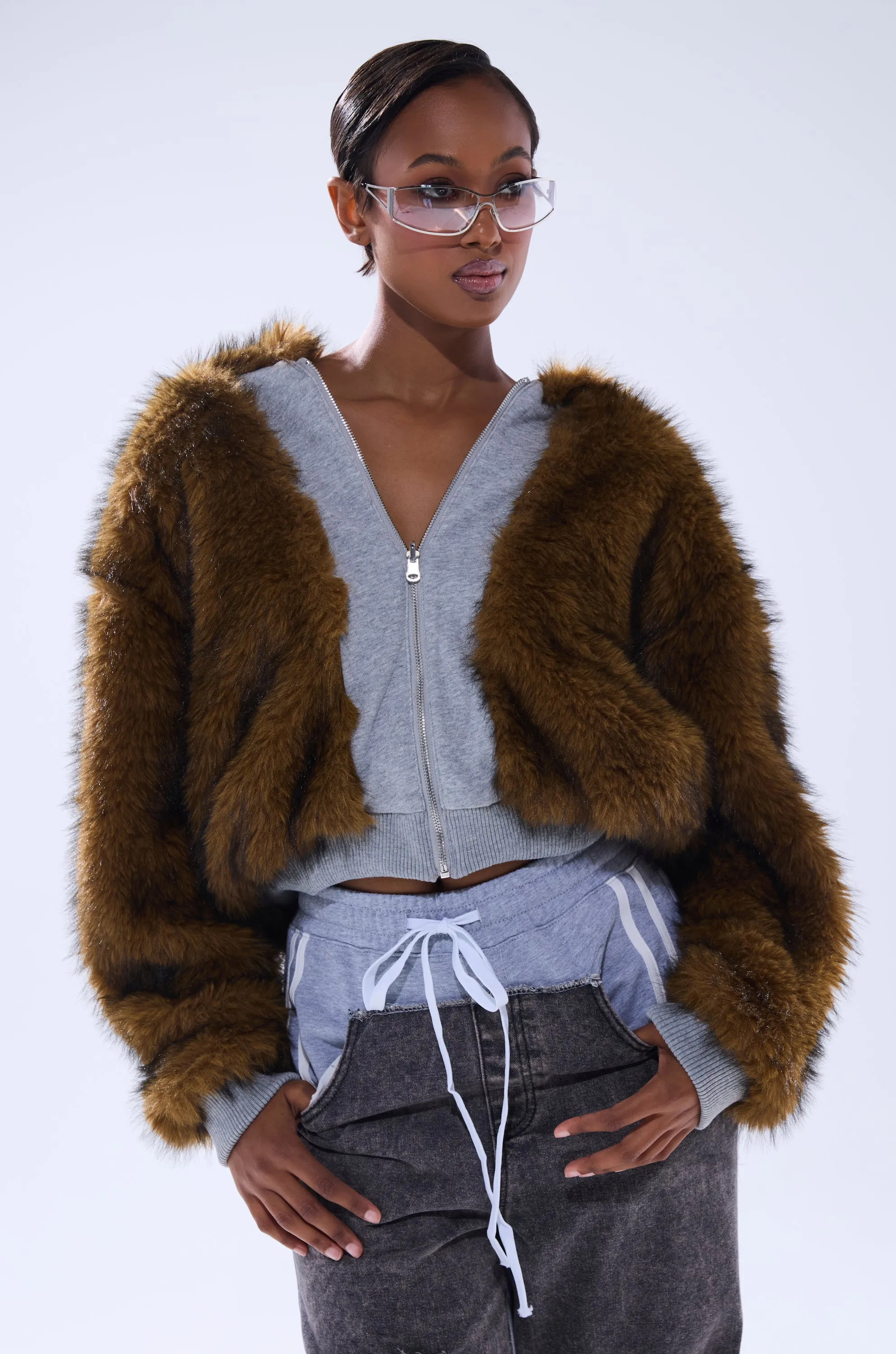 BEST OF BOTH WORLDS REVERSIBLE FUR SWEATSHIRT sold by AKIRA