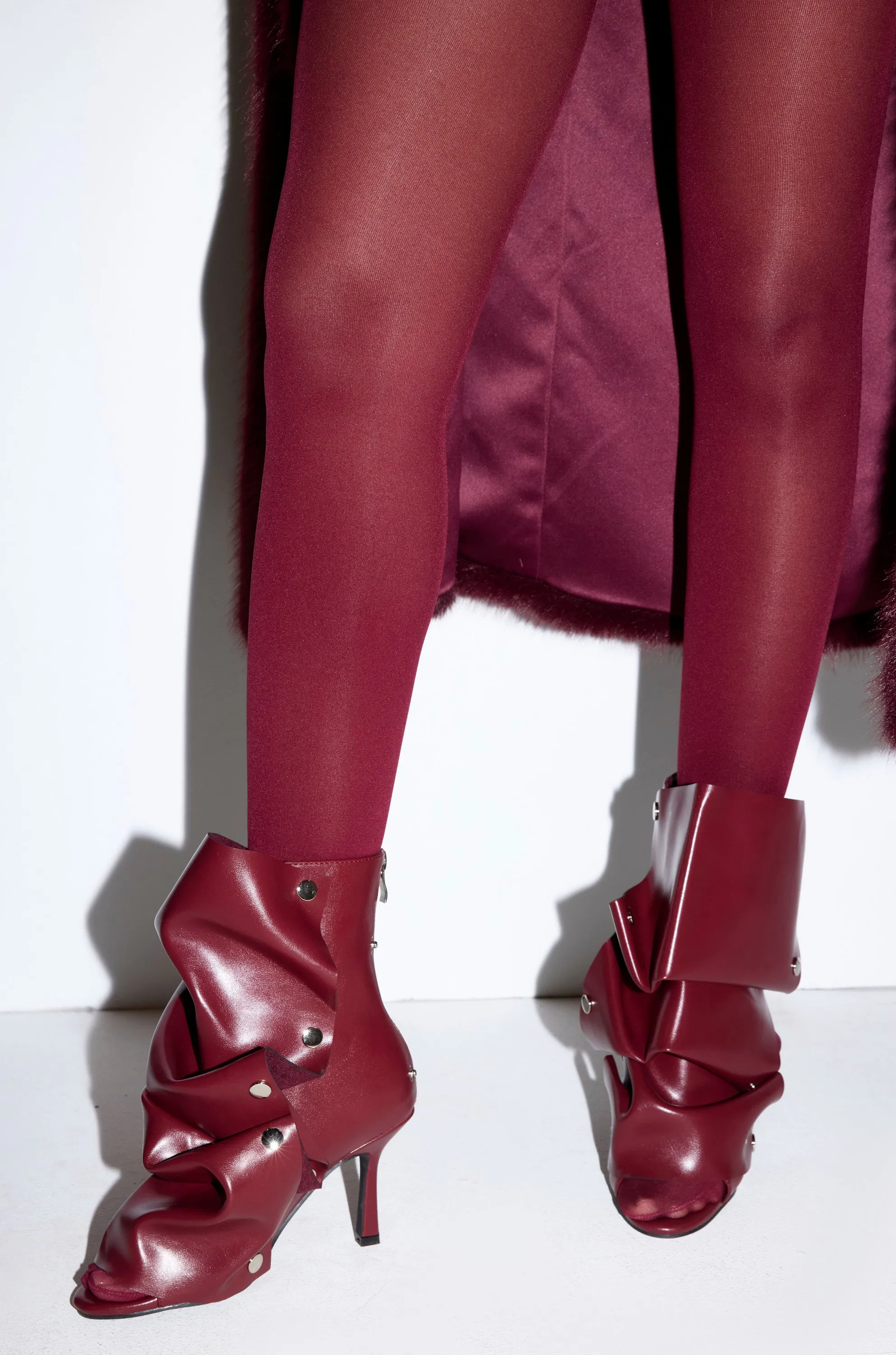 AZALEA WANG BIRDSONG BURGUNDY SNAP OPEN TOE STILETTO BOOTIE sold by AKIRA product image thumbnail 2