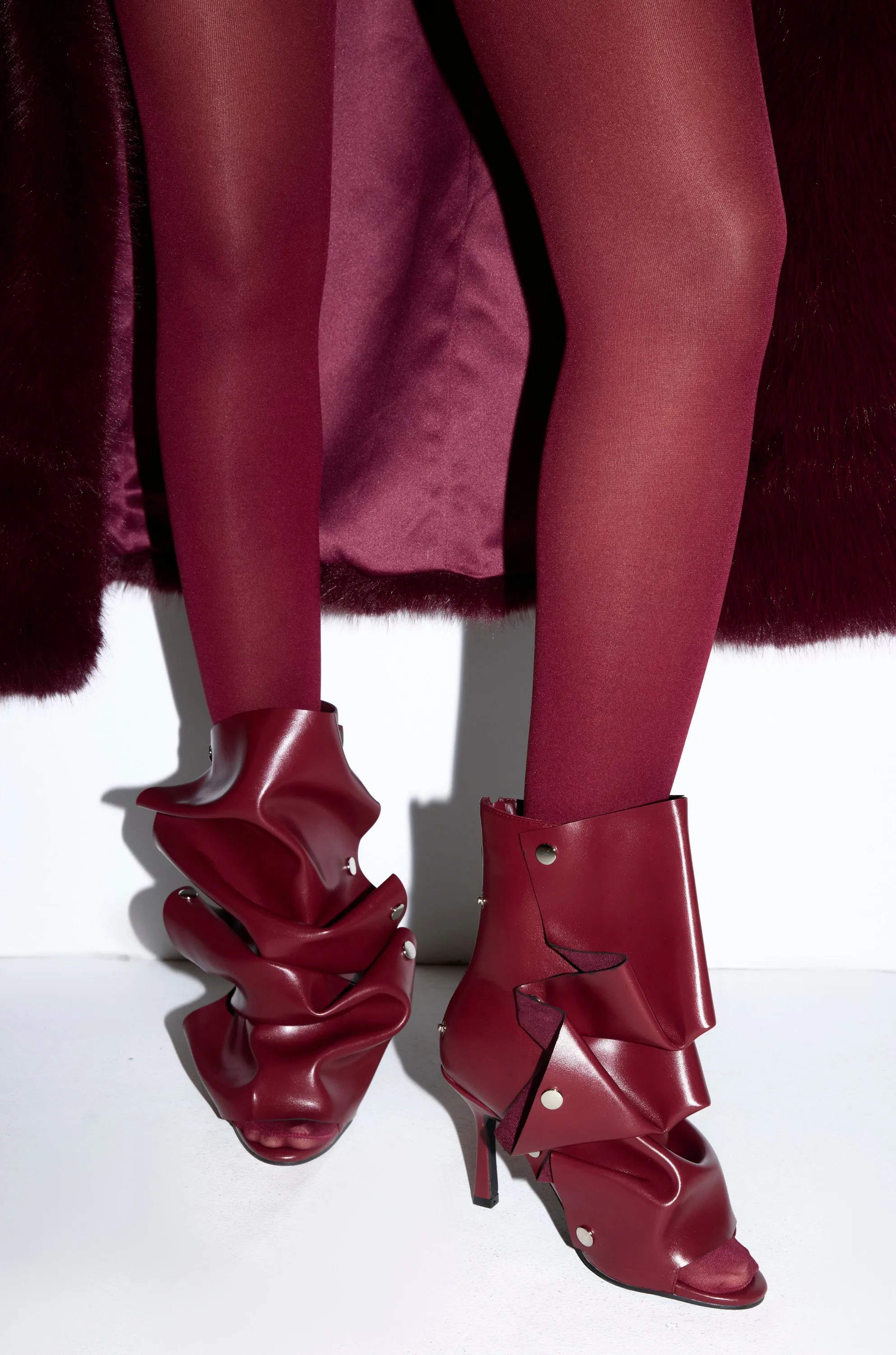 AZALEA WANG BIRDSONG BURGUNDY SNAP OPEN TOE STILETTO BOOTIE sold by AKIRA product image thumbnail 4