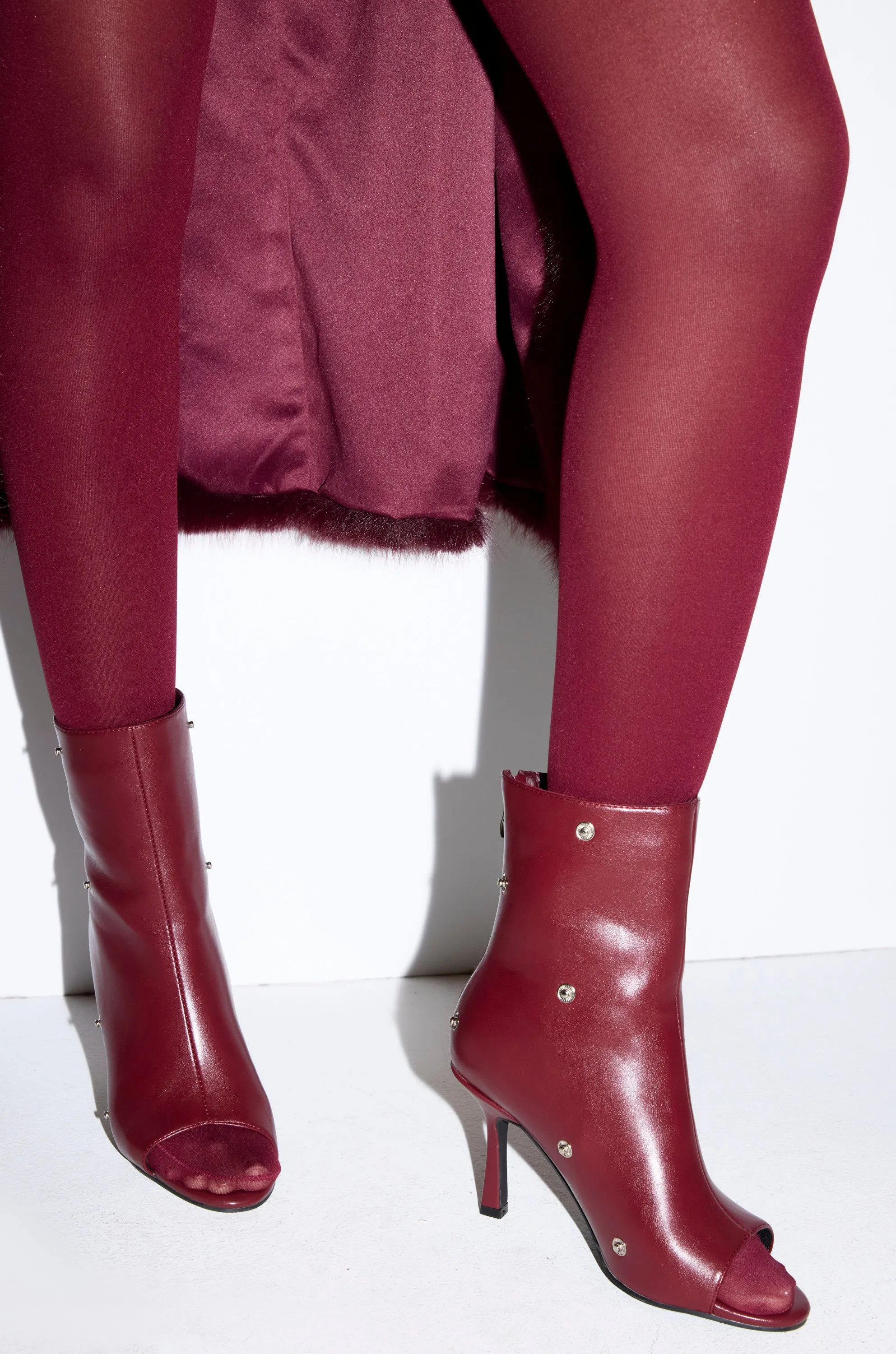 AZALEA WANG BIRDSONG BURGUNDY SNAP OPEN TOE STILETTO BOOTIE sold by AKIRA product image thumbnail 3