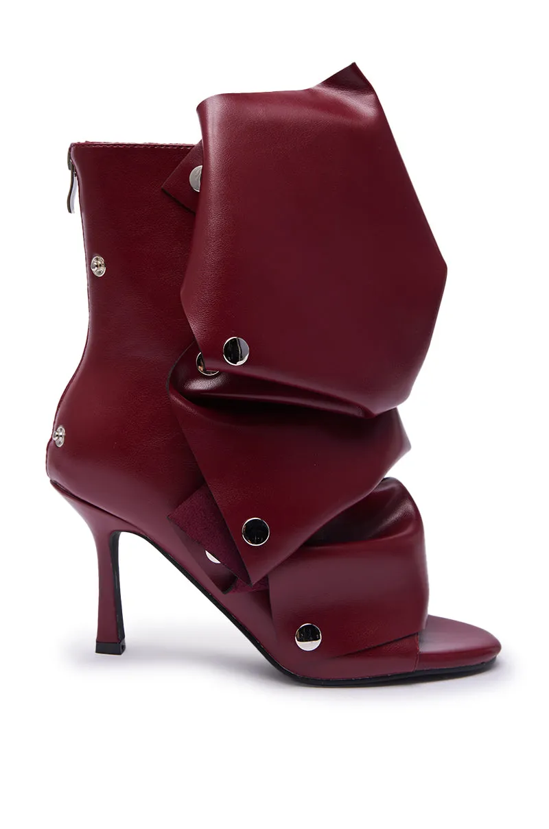 AZALEA WANG BIRDSONG BURGUNDY SNAP OPEN TOE STILETTO BOOTIE sold by AKIRA product image thumbnail 5