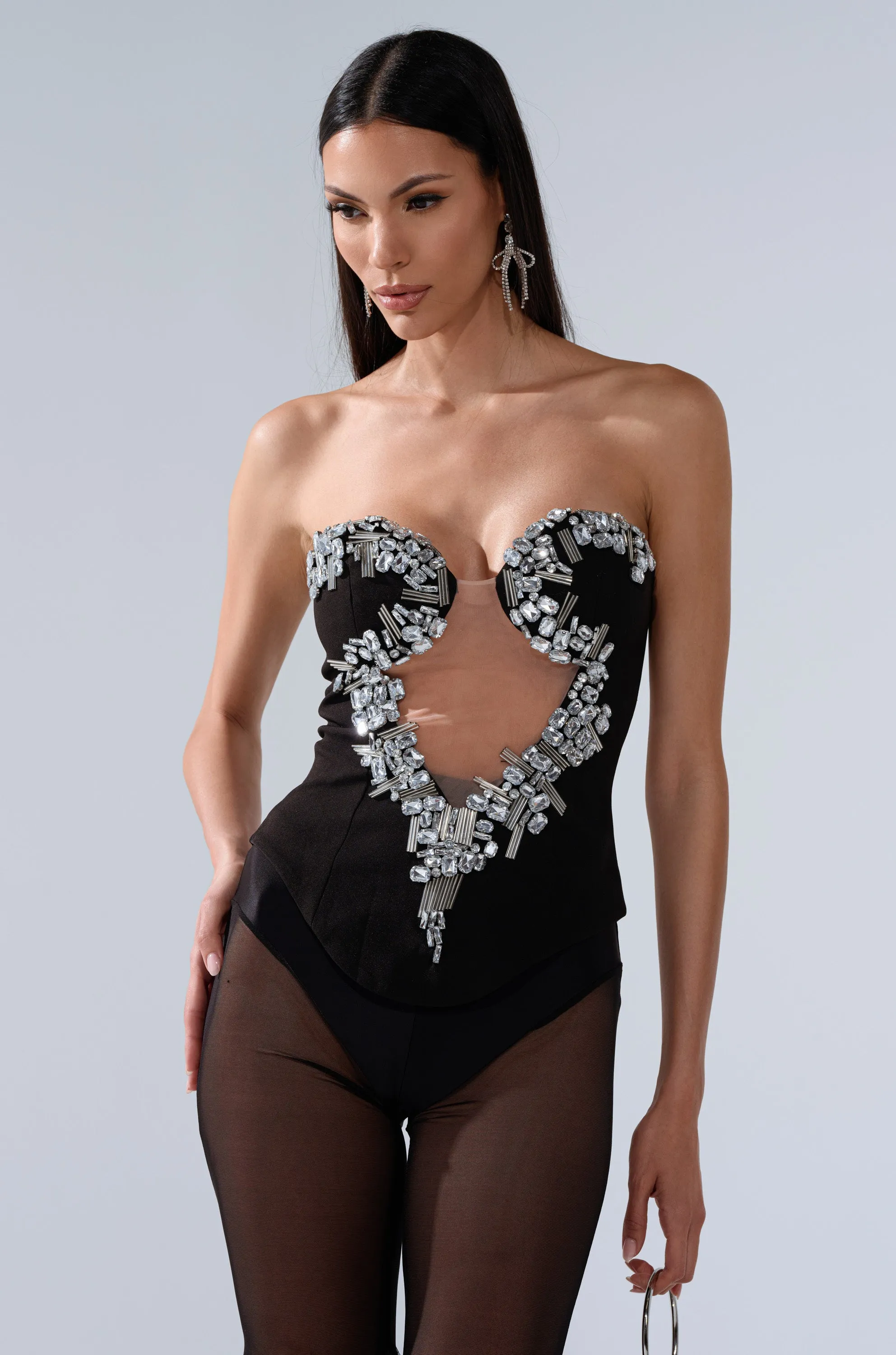 SHINE ON ME RHINESTONE CORSET sold by AKIRA