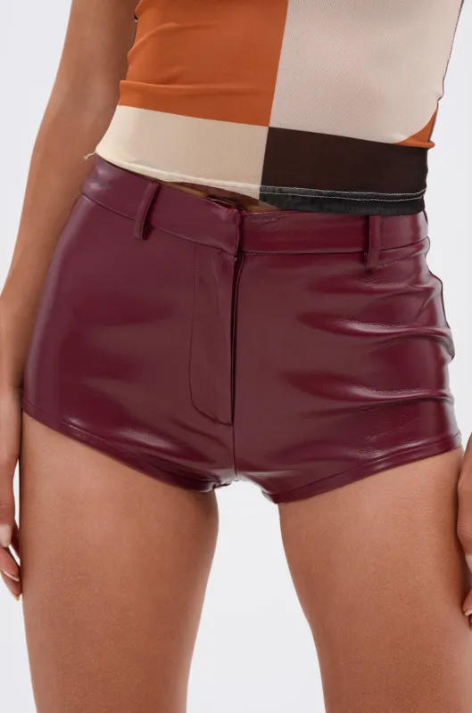 OH HOT DAMN FAUX LEATHER HOT SHORT sold by AKIRA