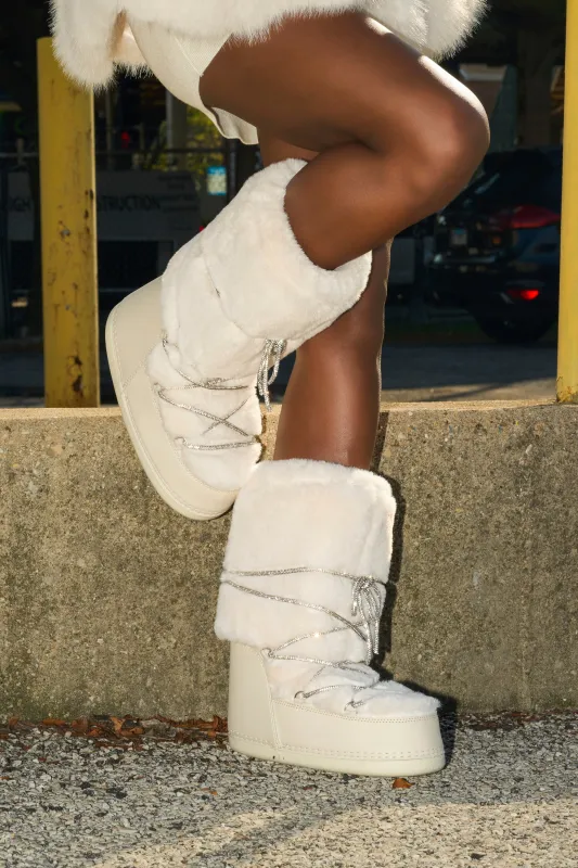AZALEA WANG KARMELA CREAM FUR MOON BOOT sold by AKIRA