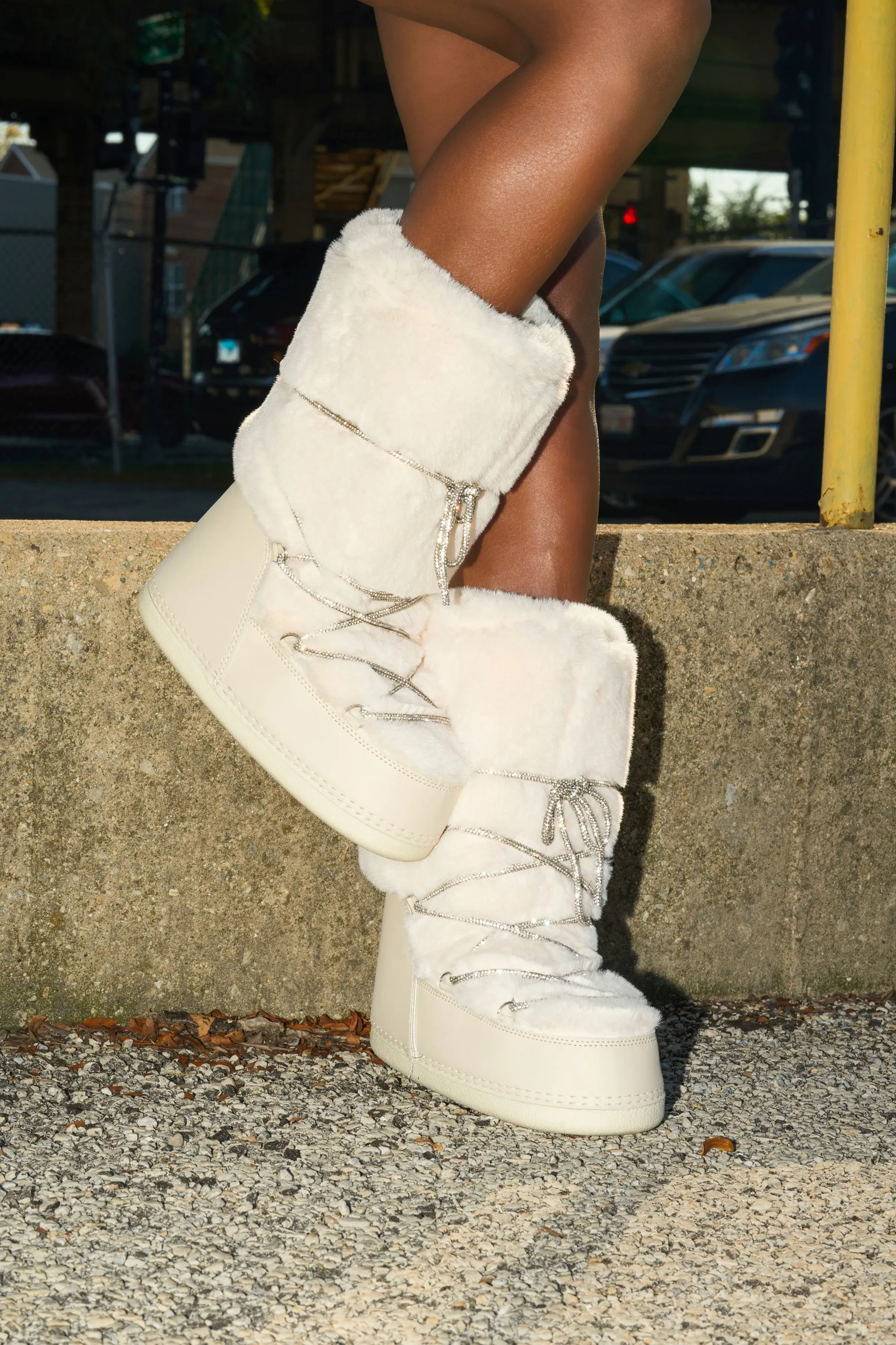 AZALEA WANG KARMELA CREAM FUR MOON BOOT sold by AKIRA product image thumbnail 2