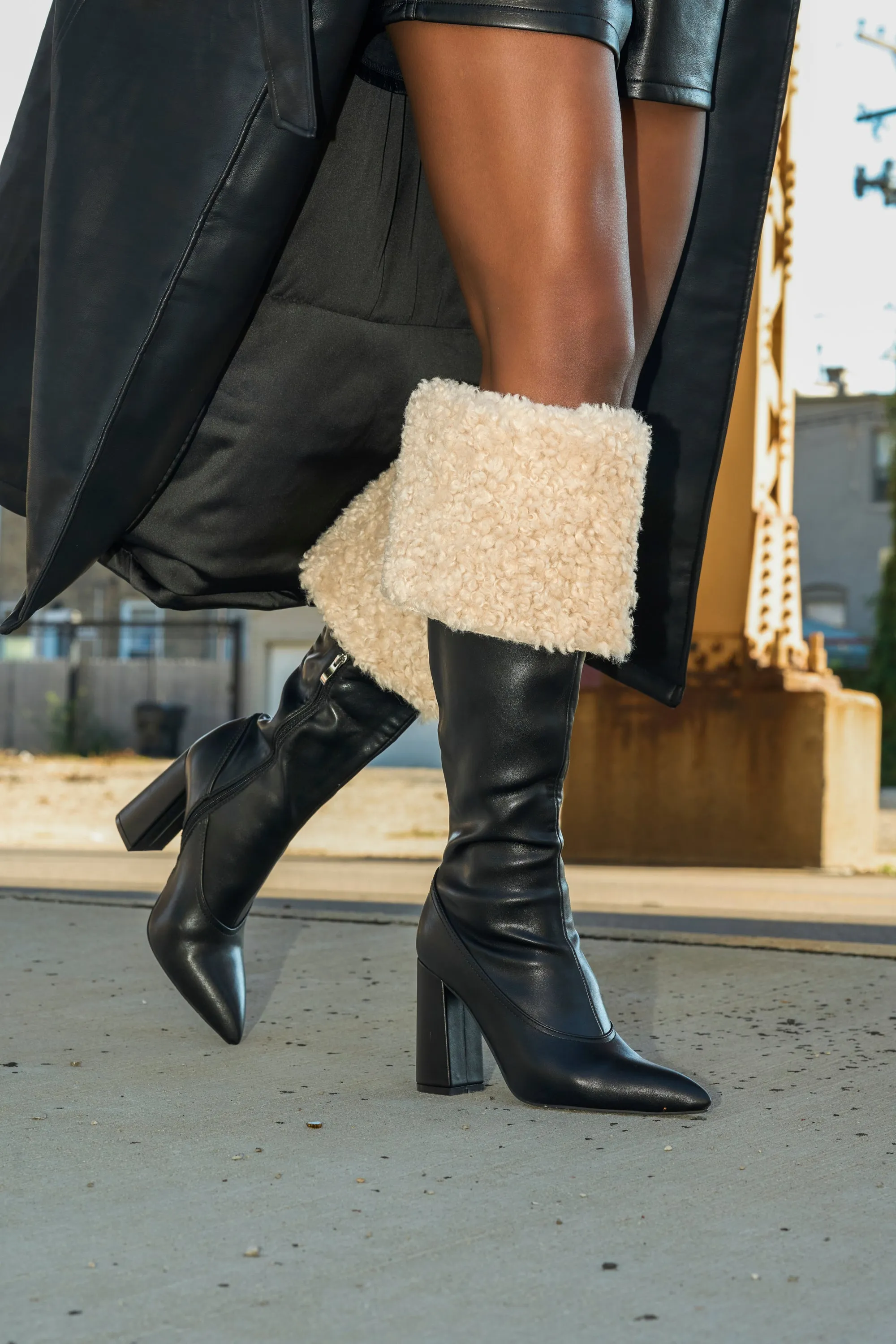 AZALEA WANG BENOUL BLACK SHERPA LINED CHUNKY BOOT sold by AKIRA